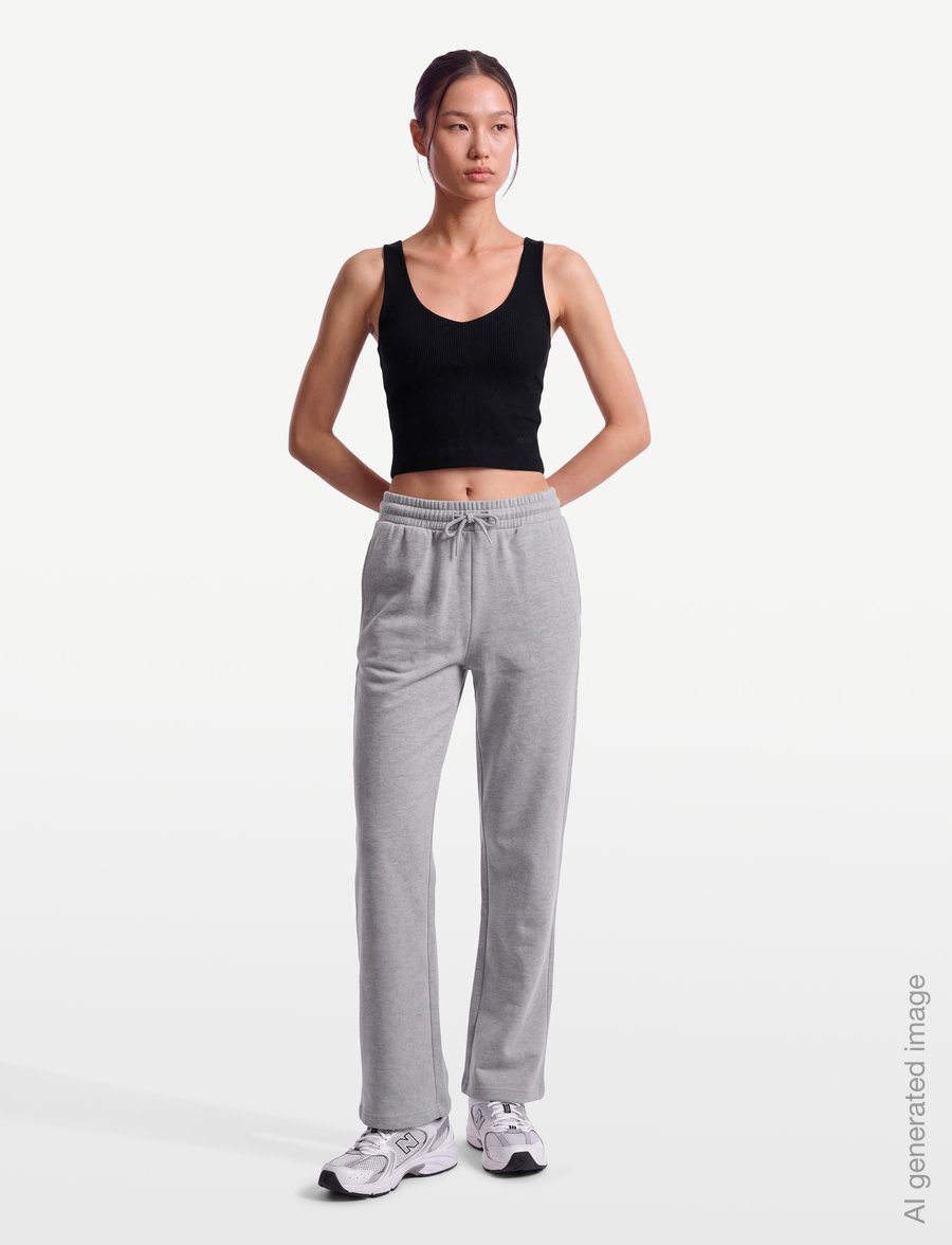 Björn Borg - STUDIO RIBBED V-NECK TOP - crop-tops - black beauty - 0