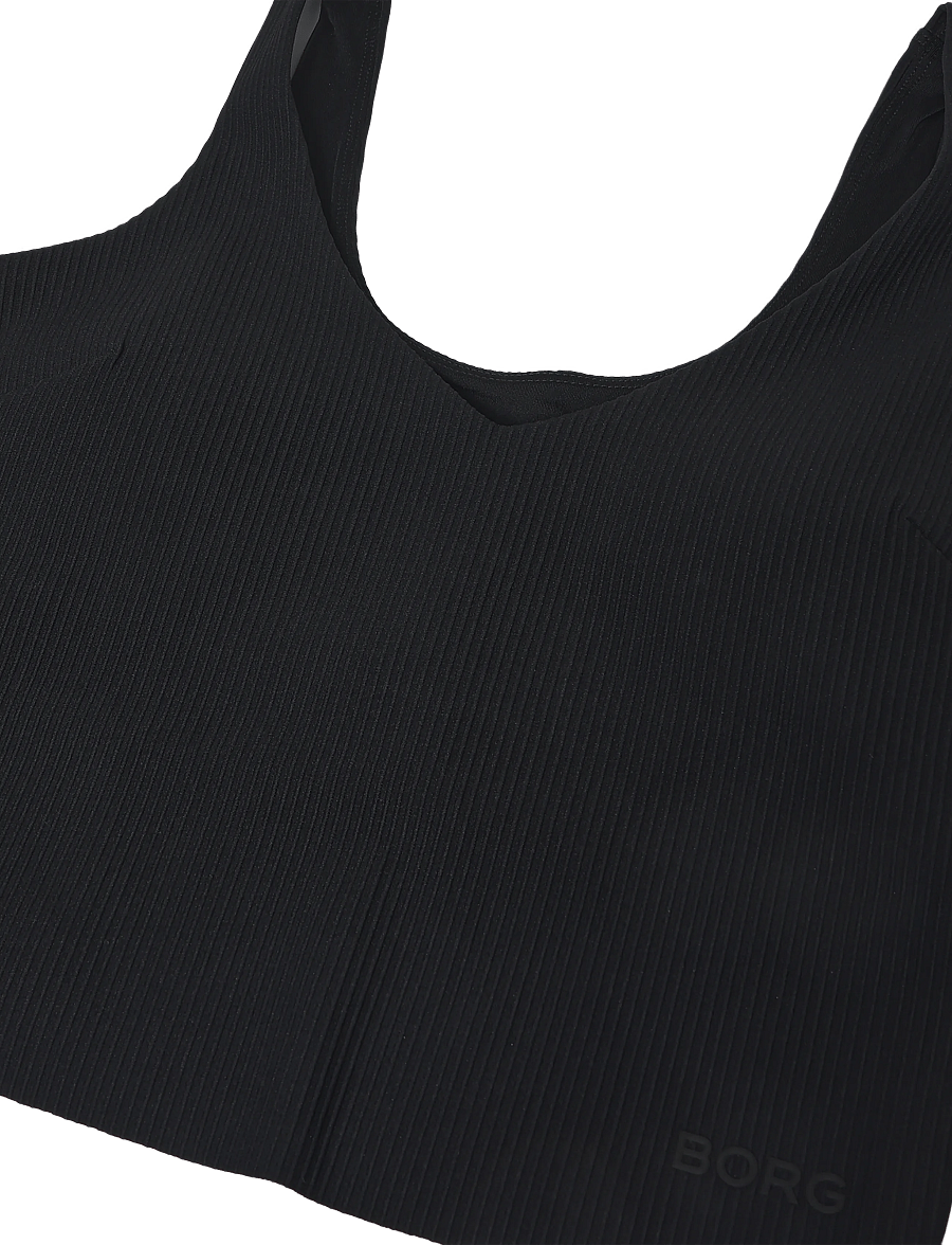 Björn Borg - STUDIO RIBBED V-NECK TOP - crop-tops - black beauty - 2