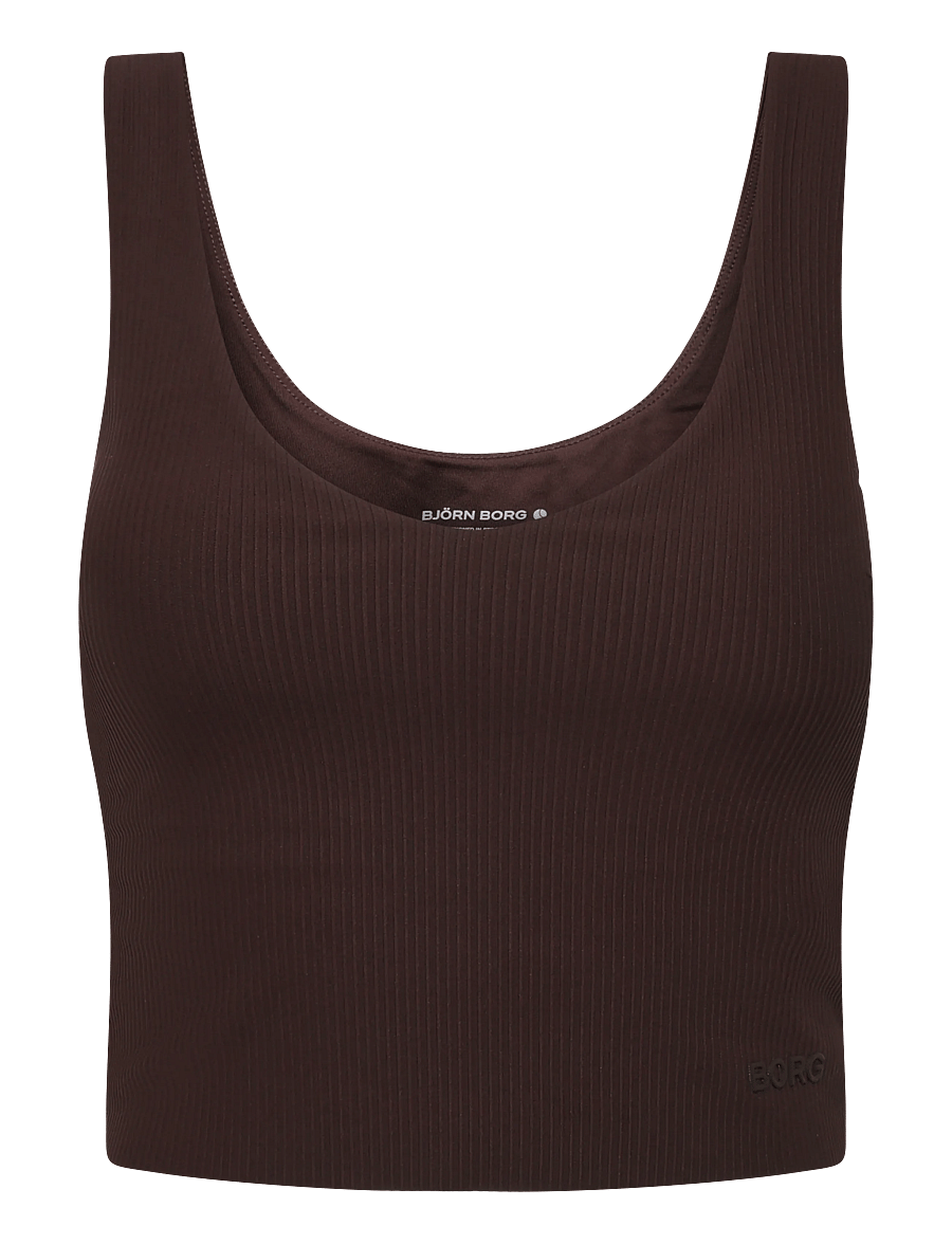 Björn Borg - STUDIO RIBBED V-NECK TOP - crop-tops - coffee bean - 0