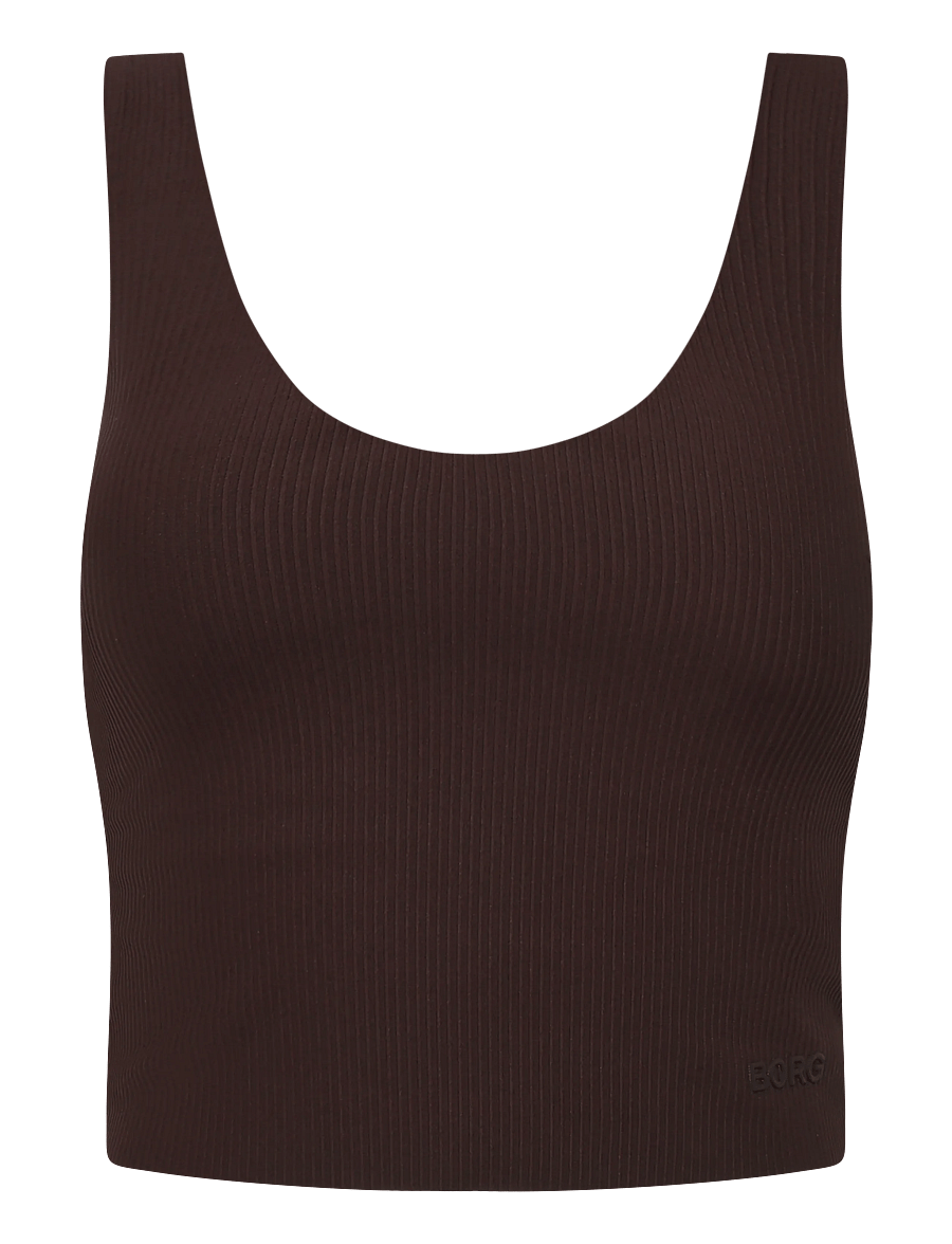 Björn Borg - STUDIO RIBBED V-NECK TOP - crop-tops - coffee bean - 1