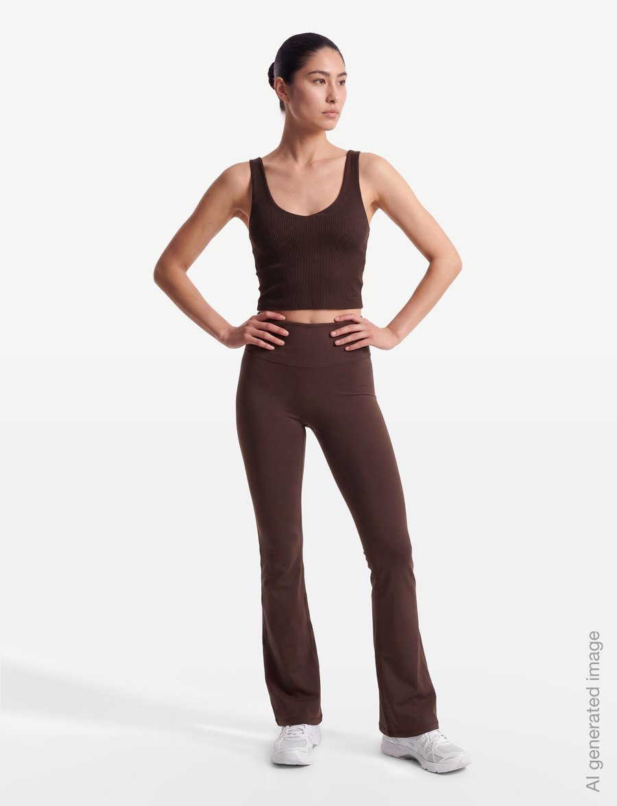 Björn Borg - STUDIO RIBBED V-NECK TOP - crop-tops - coffee bean - 0