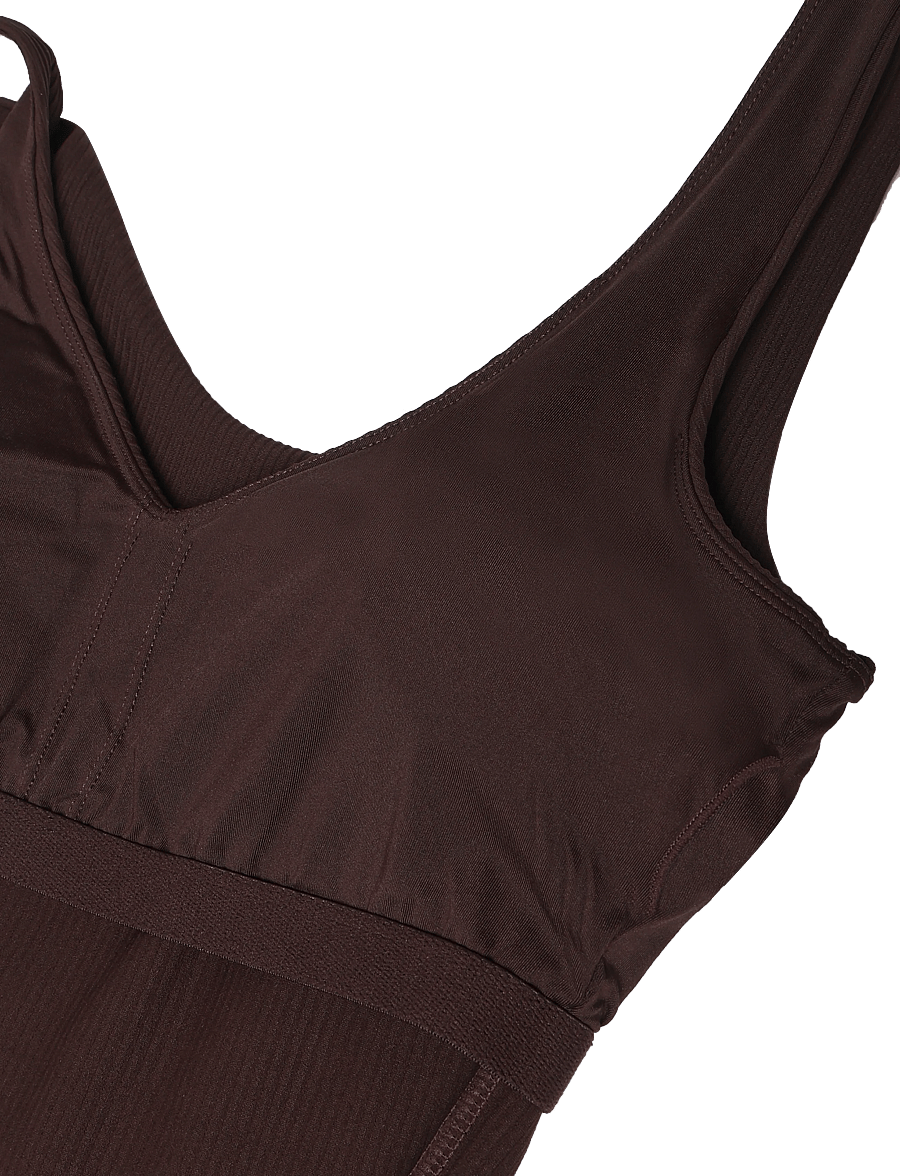 Björn Borg - STUDIO RIBBED V-NECK TOP - crop-tops - coffee bean - 2