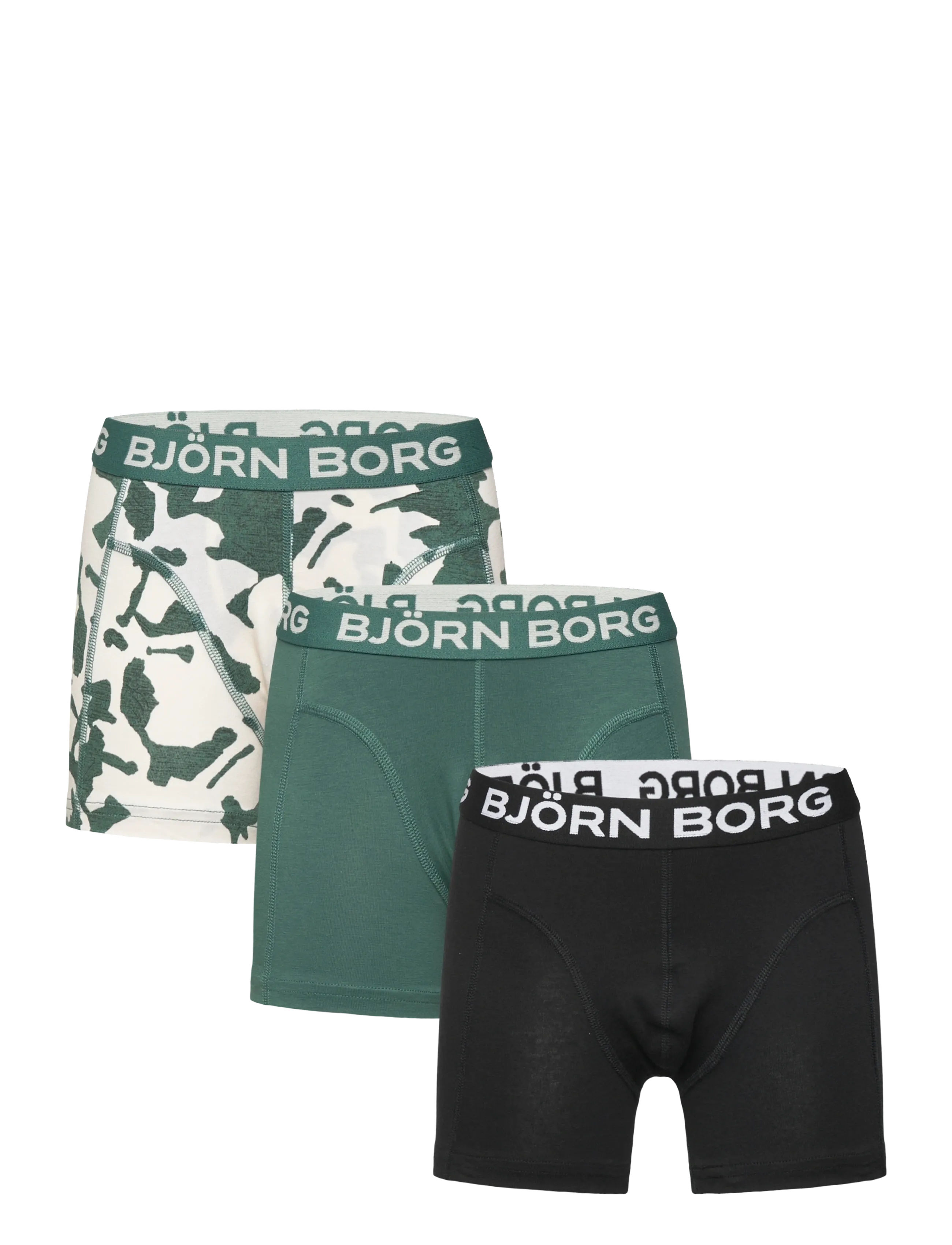 Björn Borg Cotton Stretch Boxer 3P, Børn, Boxershorts, Grøn, Str: 170