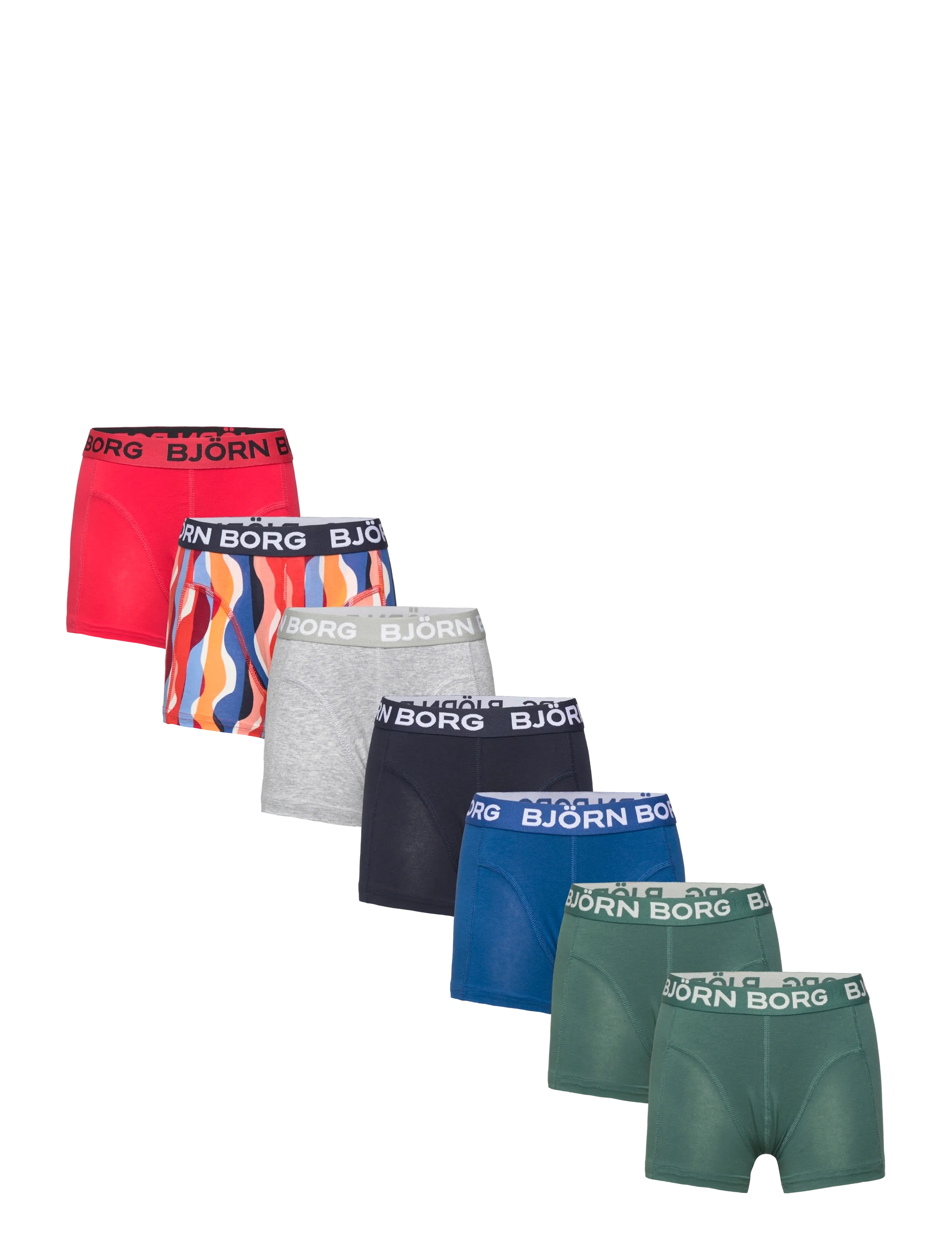 Björn Borg Cotton Stretch Boxer 7P, 122-128, Green, Undertøj > Underbukser, Børn