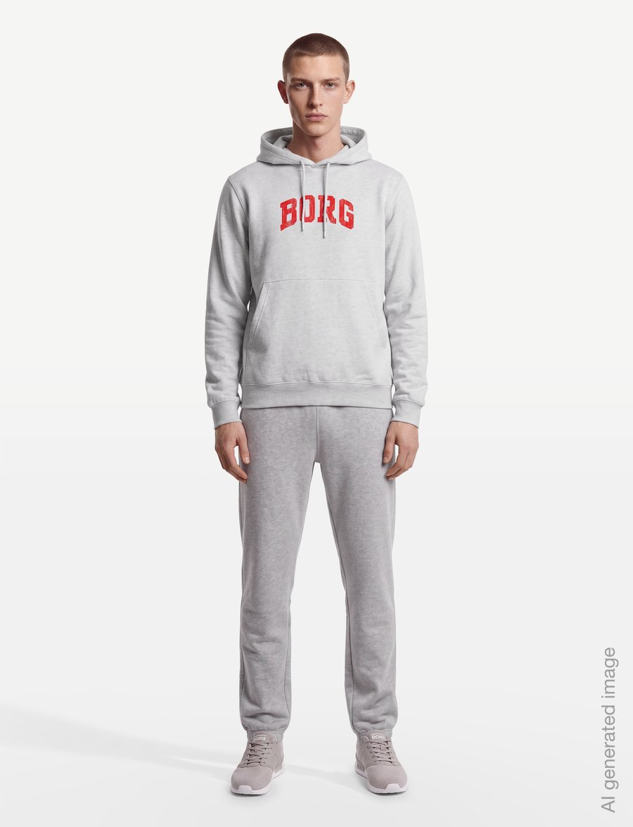 Björn Borg - BORG CLASSIC PRINT HOODIE - overdele - ultra light grey melange - 0