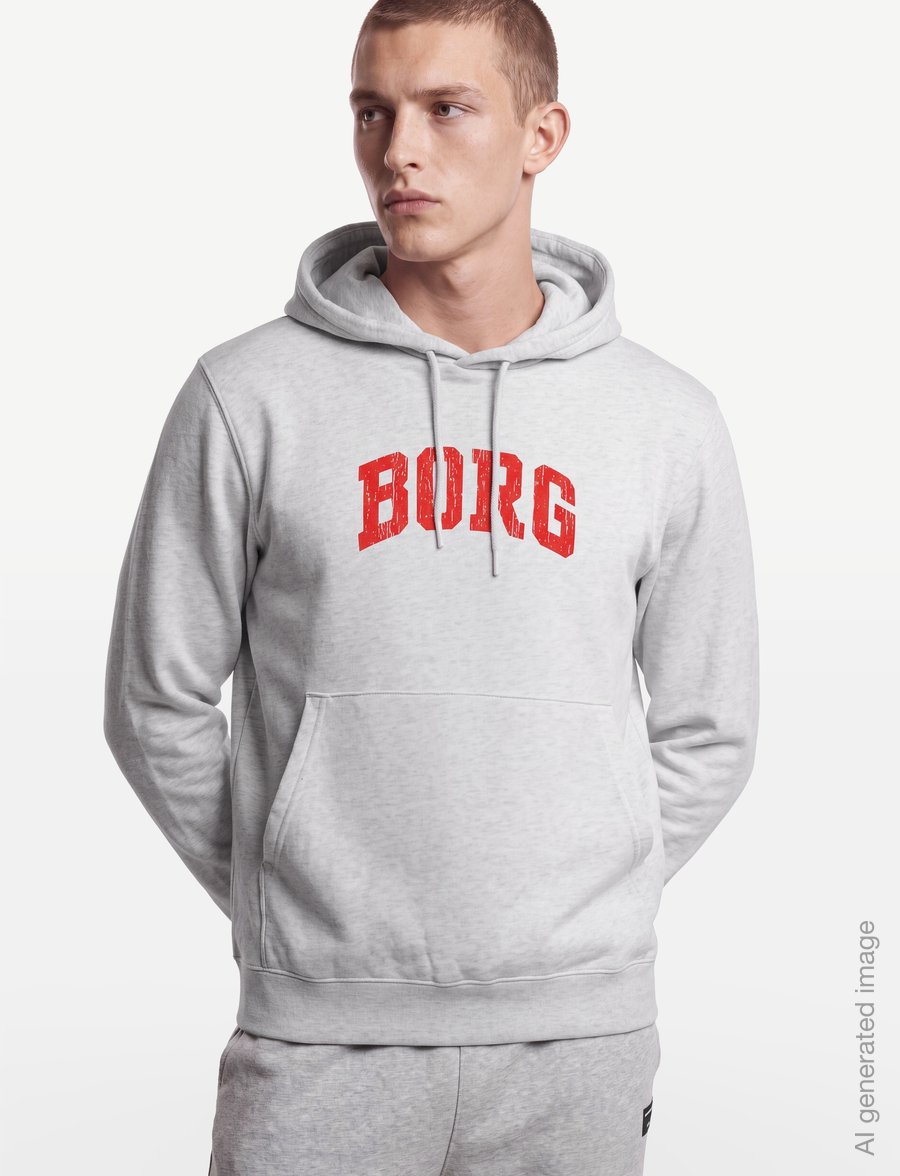 Björn Borg - BORG CLASSIC PRINT HOODIE - overdele - ultra light grey melange - 3