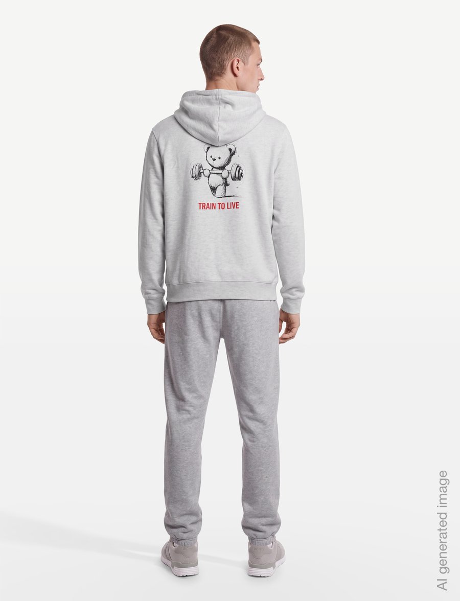 Björn Borg - BORG CLASSIC PRINT HOODIE - overdele - ultra light grey melange - 4