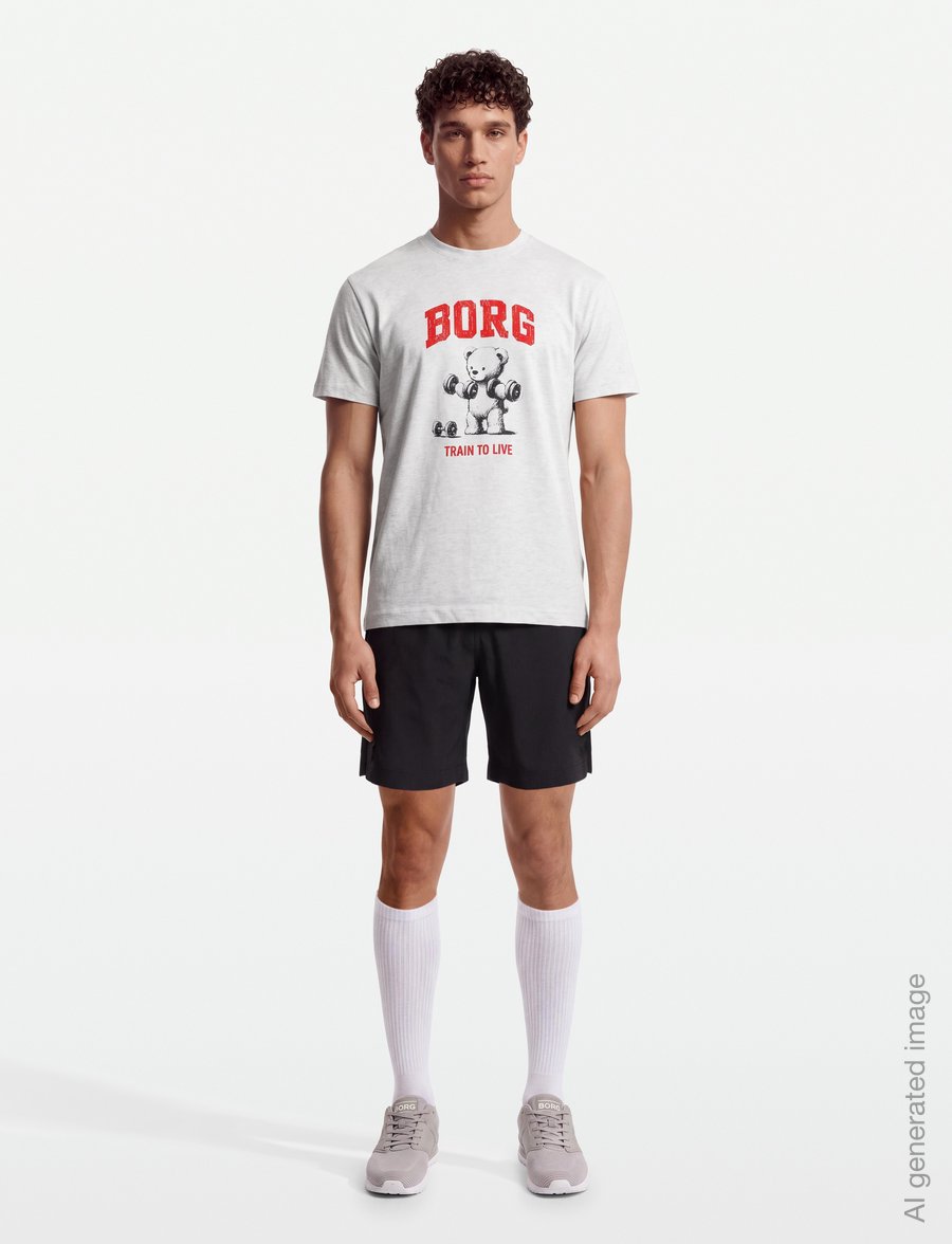 Björn Borg - BORG CLASSIC PRINT T-SHIRT - oberteile & t-shirts - ultra light grey melange - 0