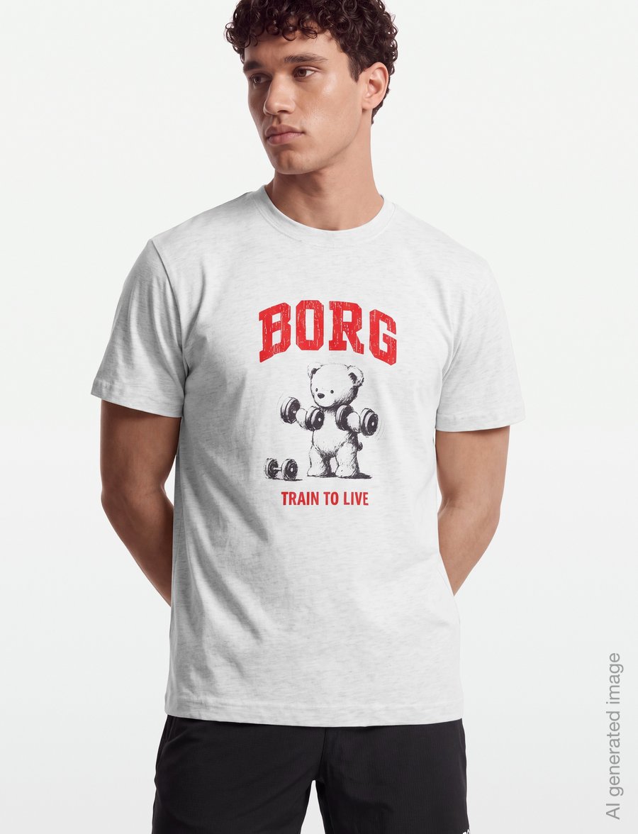 Björn Borg - BORG CLASSIC PRINT T-SHIRT - oberteile & t-shirts - ultra light grey melange - 3