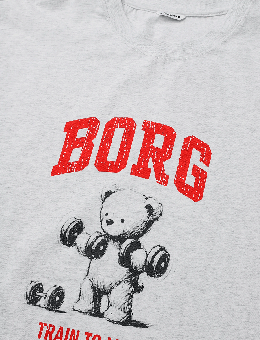 Björn Borg - BORG CLASSIC PRINT T-SHIRT - alussärgid ja t-särgid - ultra light grey melange - 2