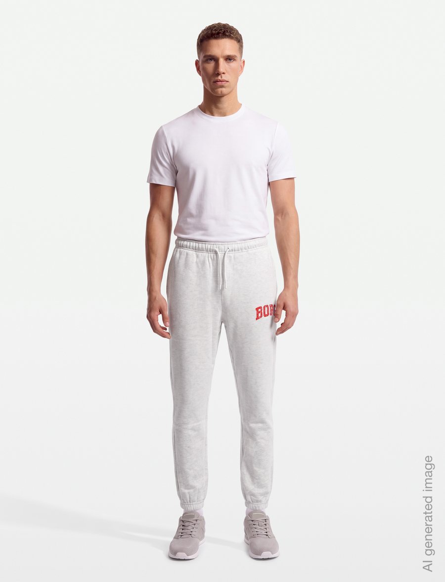 Björn Borg - BORG CLASSIC PRINT SWEATPANTS - trainingsbroek - ultra light grey melange - 0