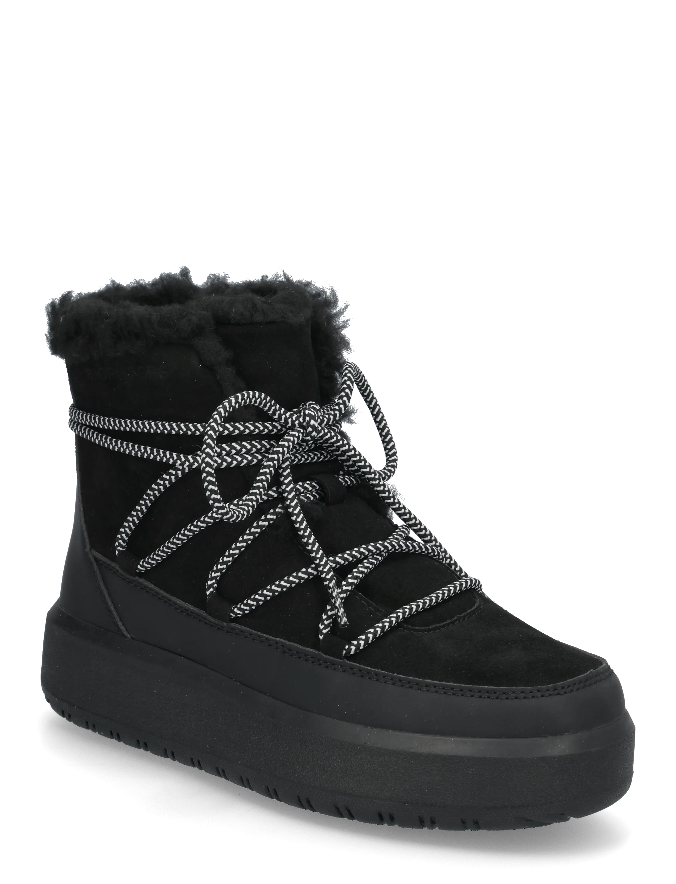 Björn Borg WOOLY LACE UP - Teddy boots - BLACK / black