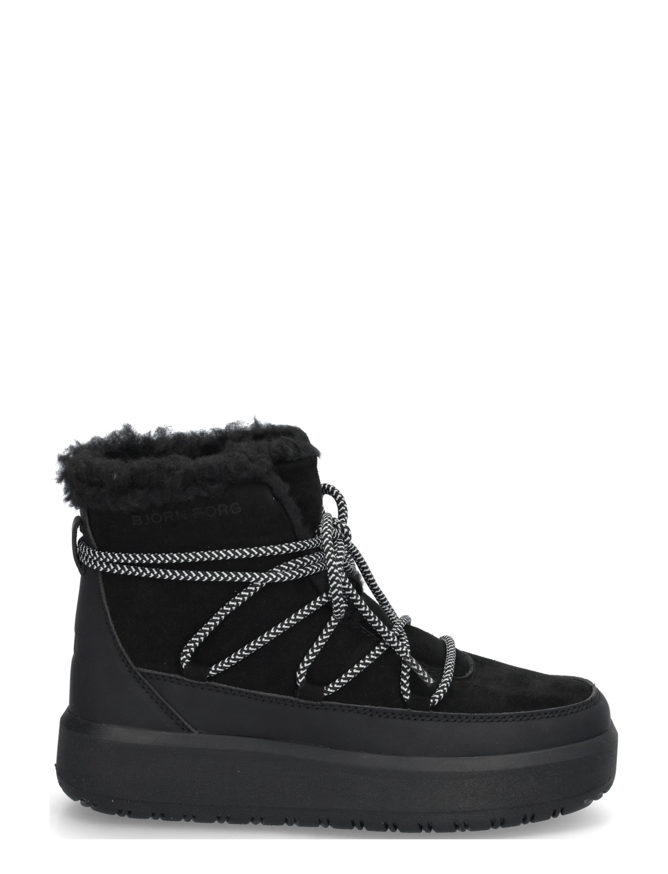 Björn Borg - WOOLY LACE UP - bamsestøvler - black - 2
