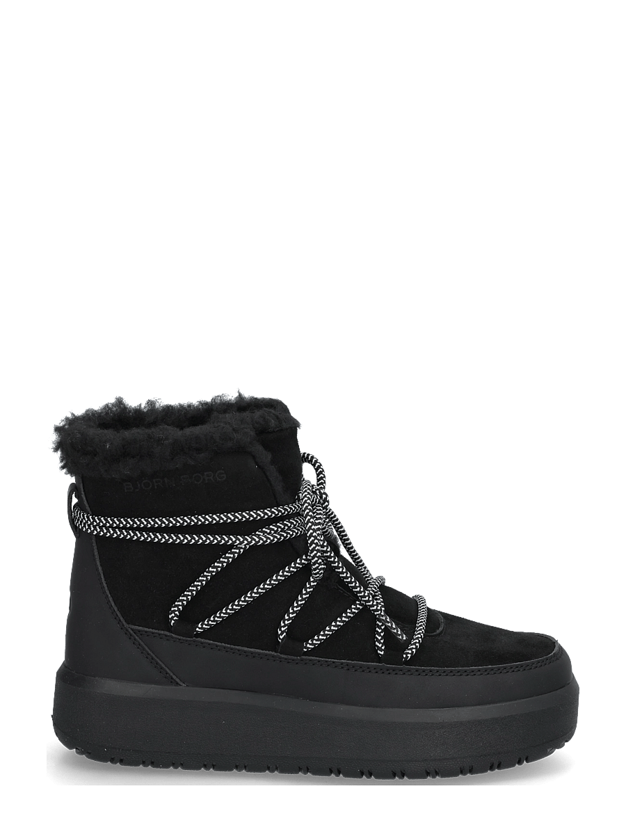 Björn Borg - WOOLY LACE UP - bamsestøvler - black - 2