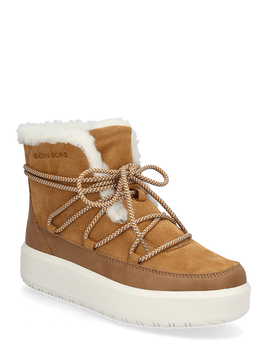 Björn Borg - WOOLY LACE UP - teddy boots - caramel - 0