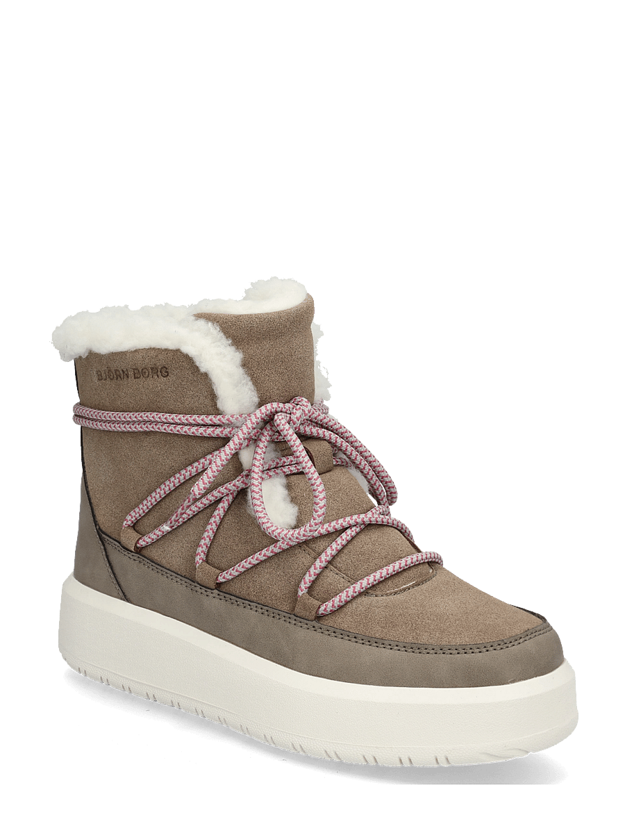 Björn Borg - WOOLY LACE UP - bamsestøvler - taupe - 0