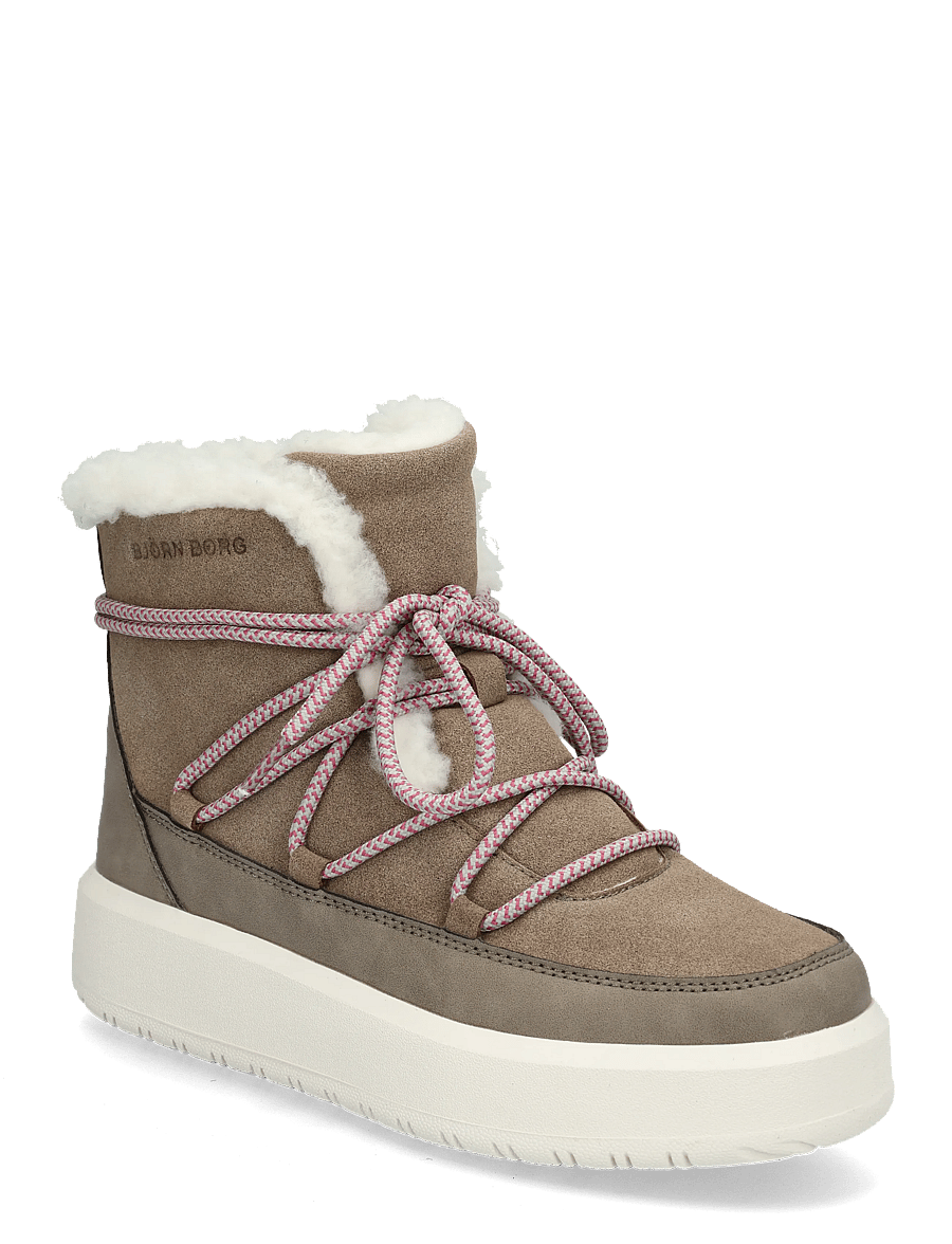 Björn Borg - WOOLY LACE UP - teddy boots - taupe - 0