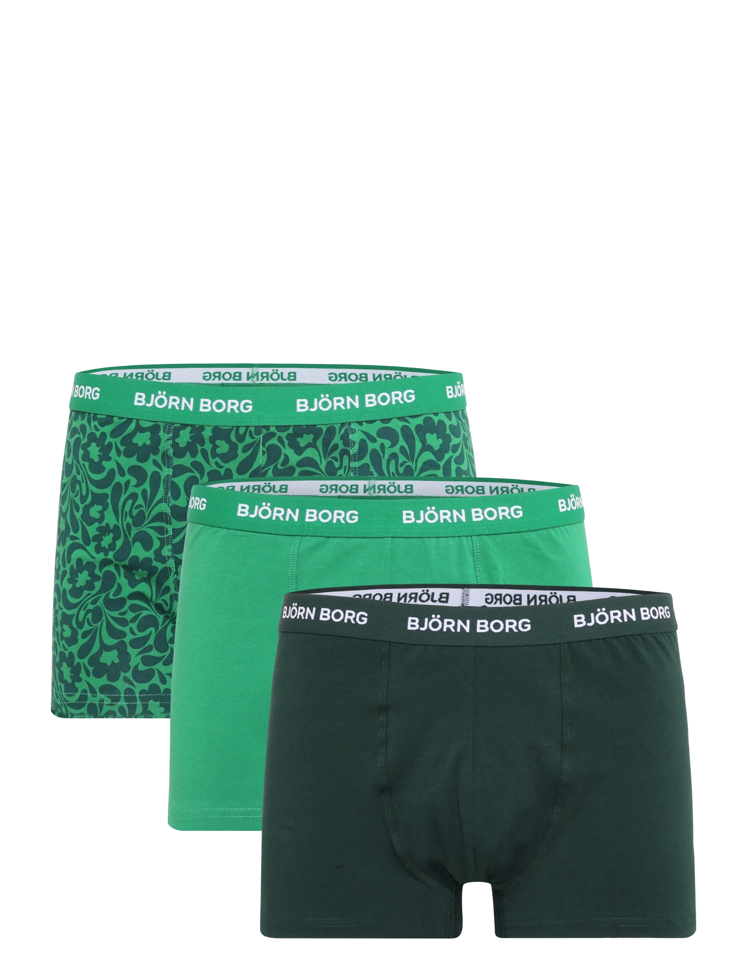 Björn Borg COTTON STRETCH TRUNK 3p - Aluspüksid - MULTIPACK 2 / green
