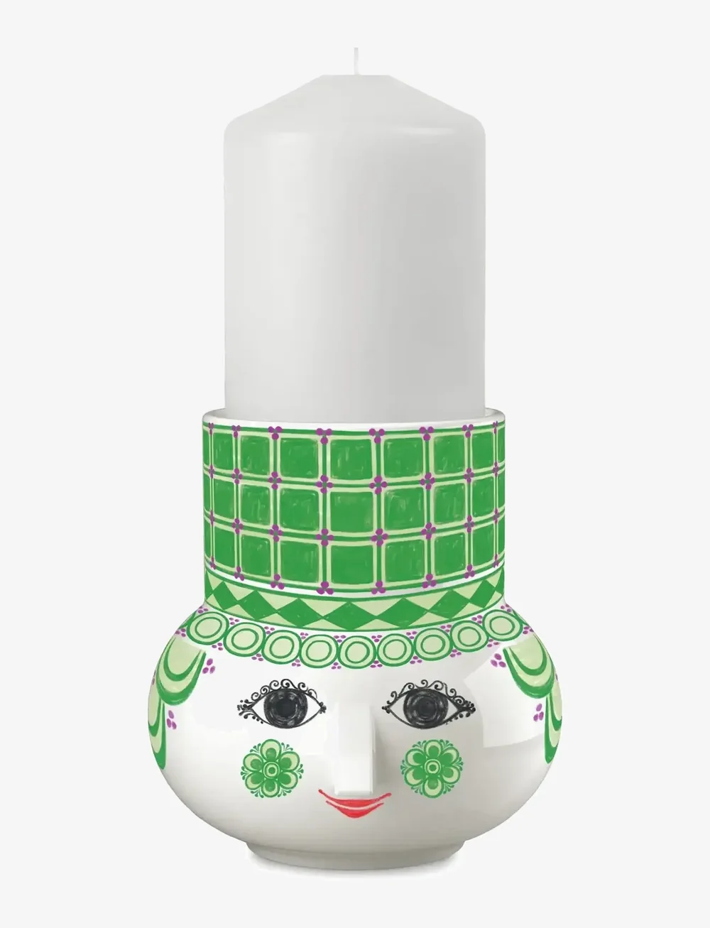 Bjørn Wiinblad - Olga Blockljusstake H12 grön - ljusstakar - green - 3