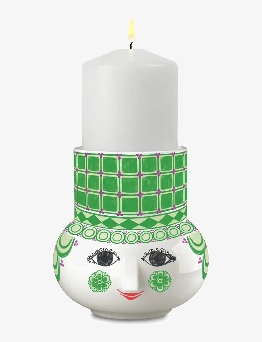 Bjørn Wiinblad - Olga Blockljusstake H12 grön - ljusstakar - green - 4