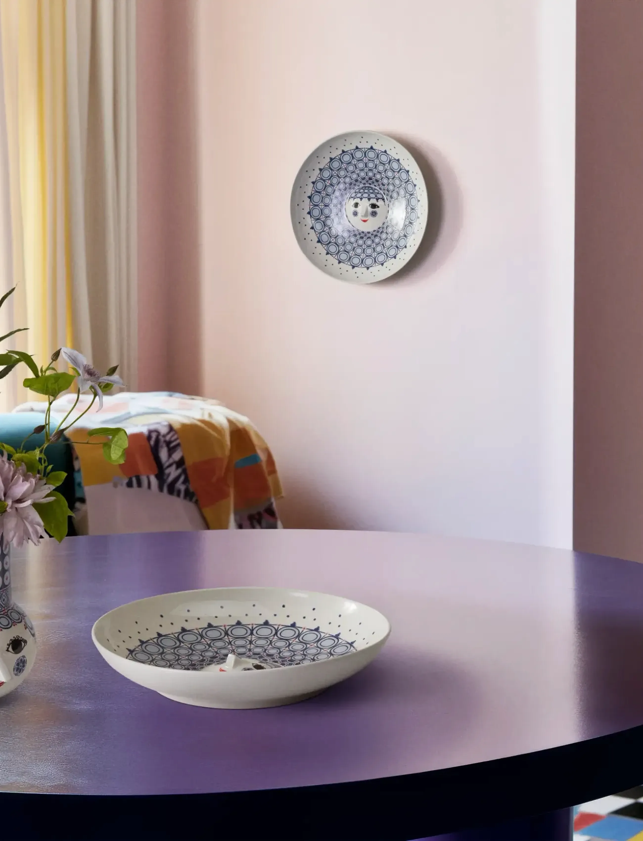 Bjørn Wiinblad Olga Fad Ø33 Cm Blå, 6 cm, Serving Dishes, Weiß - Platters, Homeware