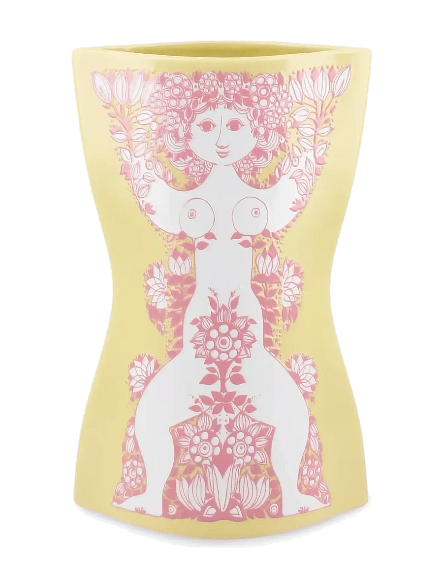 Bjørn Wiinblad - Nina Vase H22 cm gul/pink - vaser - yellow/pink - 1