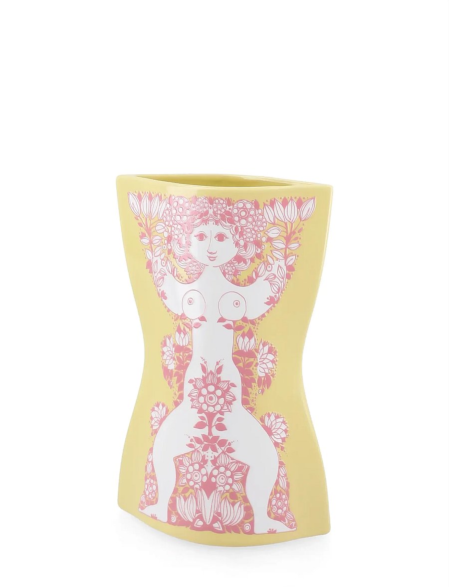 Bjørn Wiinblad - Nina Vase H22 cm gul/pink - vaser - yellow/pink - 0