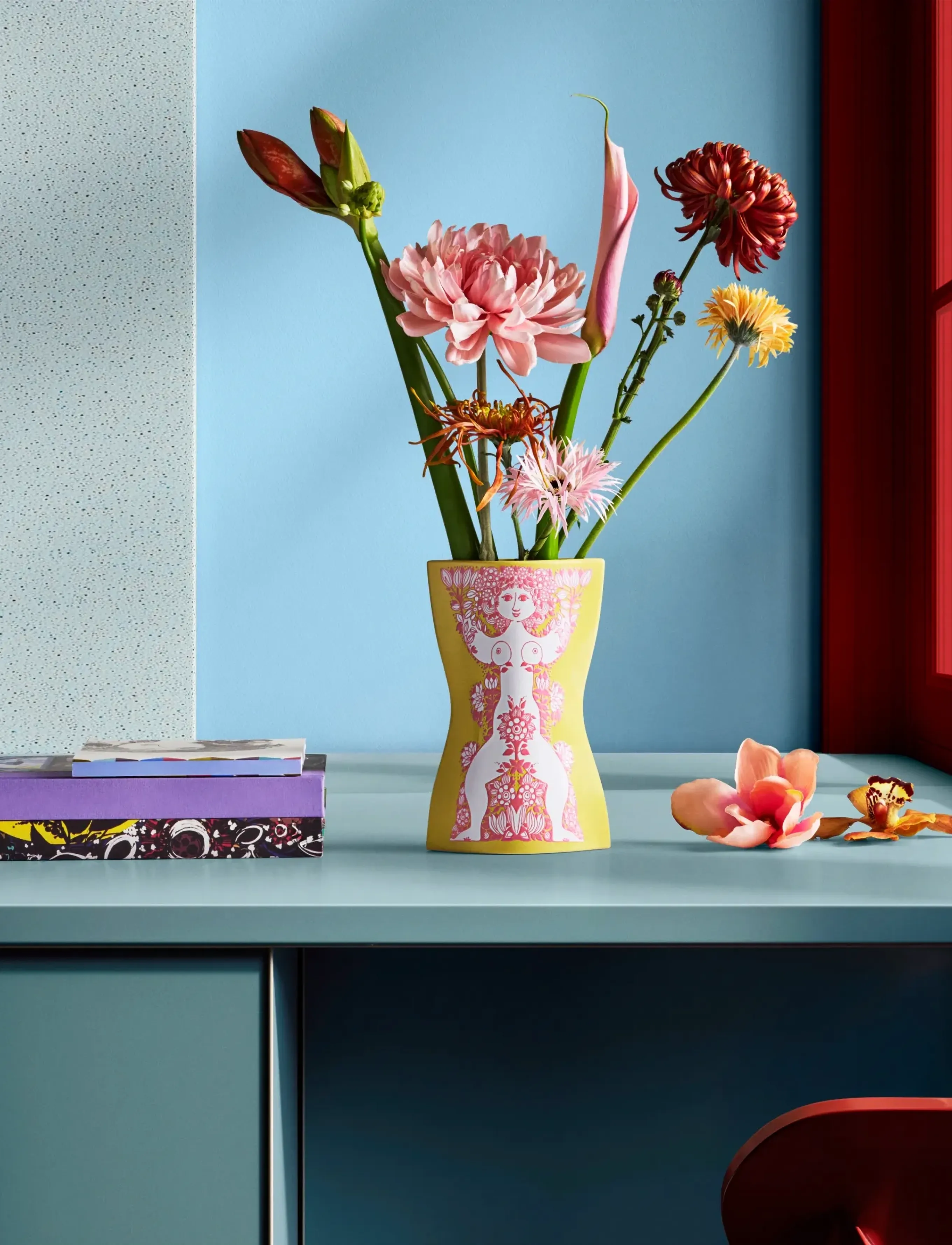 Bjørn Wiinblad - Nina Vase H22 cm gul/pink - vaser - yellow/pink - 4