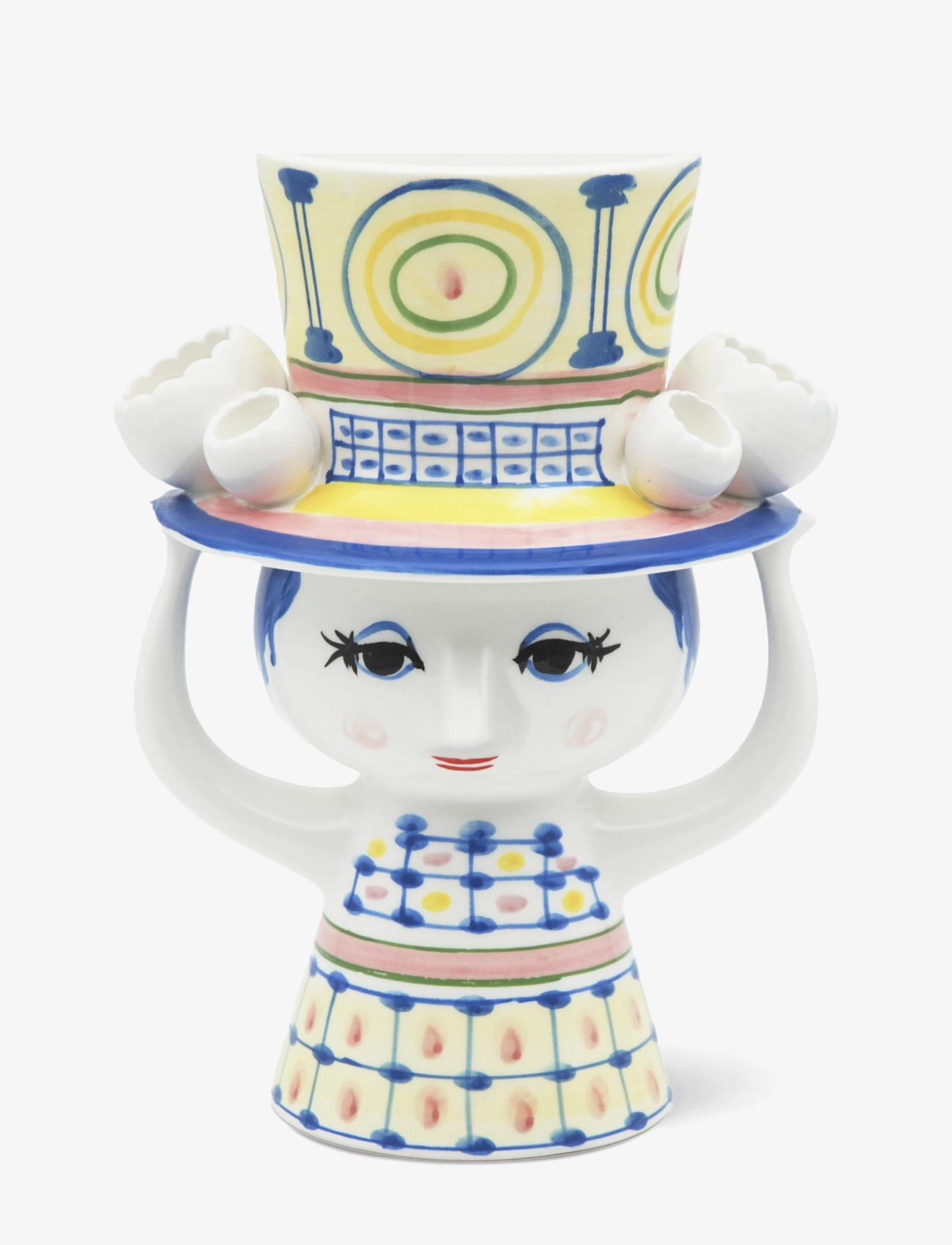 BJØRN WIINBLAD Lady With Hat Vase H20.5 Cm Blå Blau - 20.5 Cm - Unisex