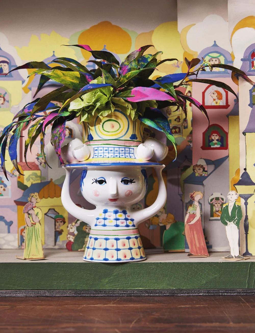 Bjørn Wiinblad - Lady with hat Vase H20.5 cm blue - vasar - blue - 3