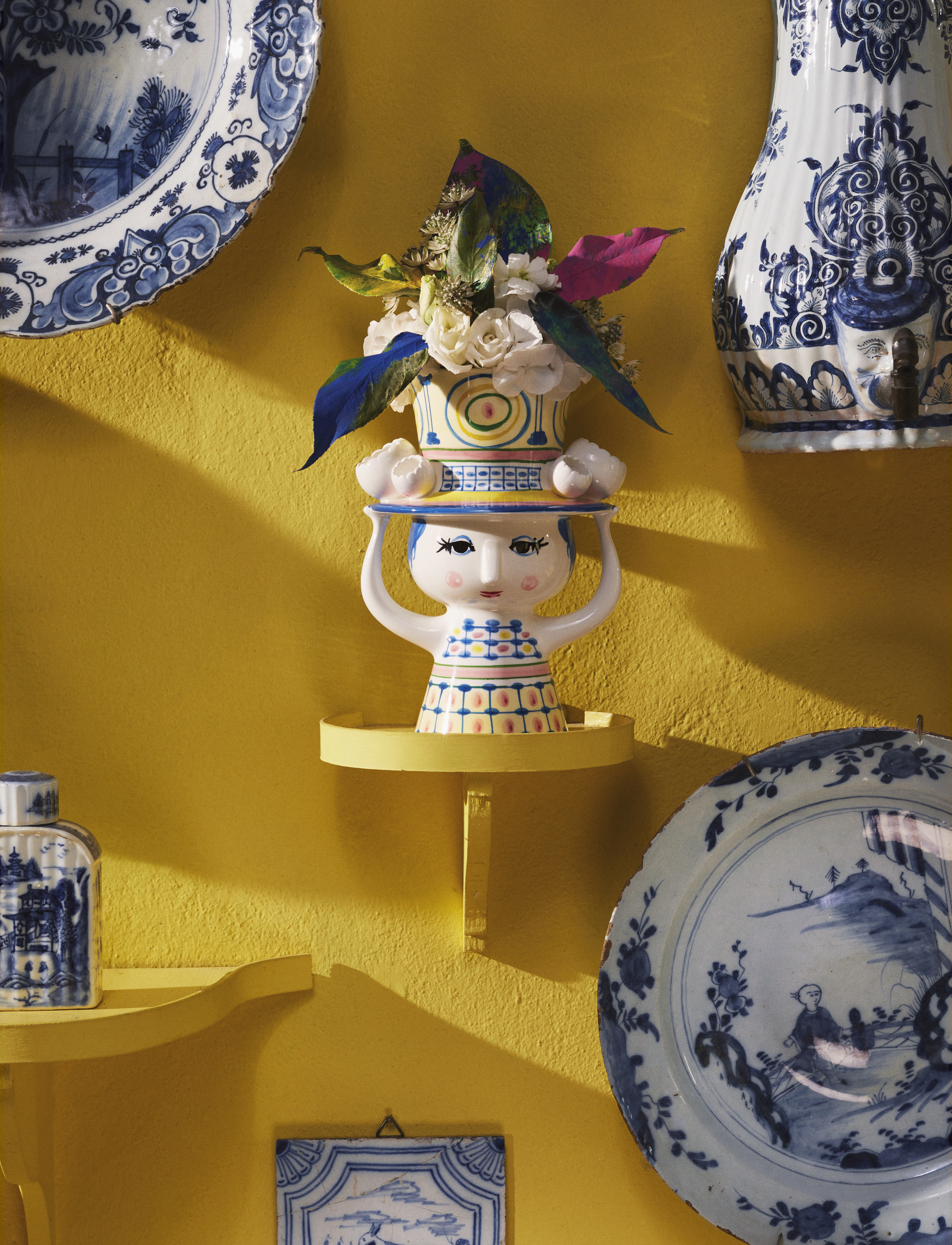 Bjørn Wiinblad - Lady with hat Vase H20.5 cm blue - vāzes - blue - 4