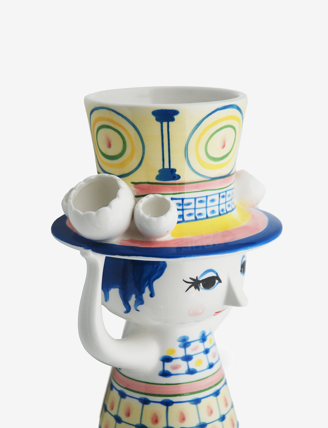 Bjørn Wiinblad - Lady with hat Vase H20.5 cm blue - vasen - blue - 2