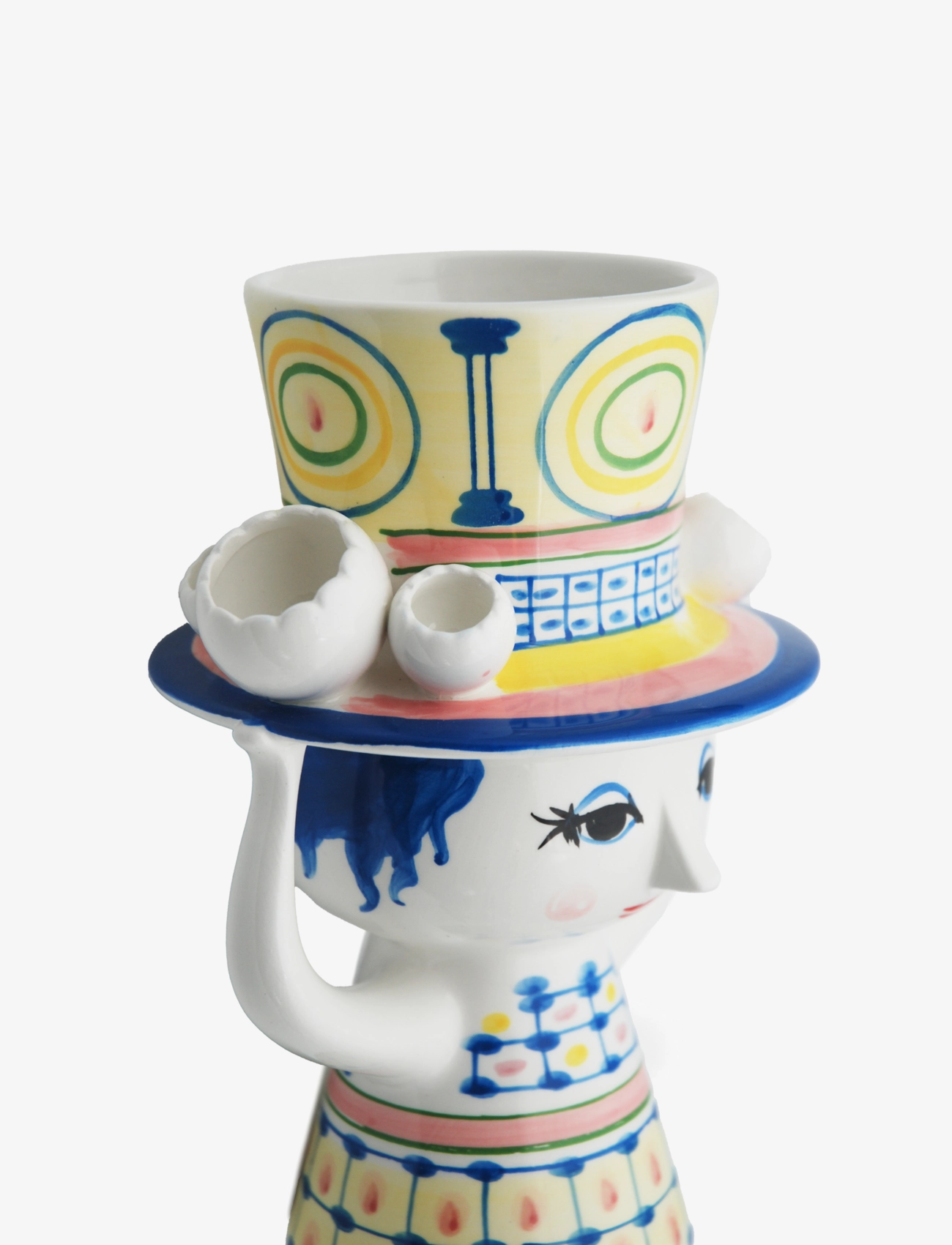Bjørn Wiinblad - Lady with hat Vase H20.5 cm blue - vāzes - blue - 3