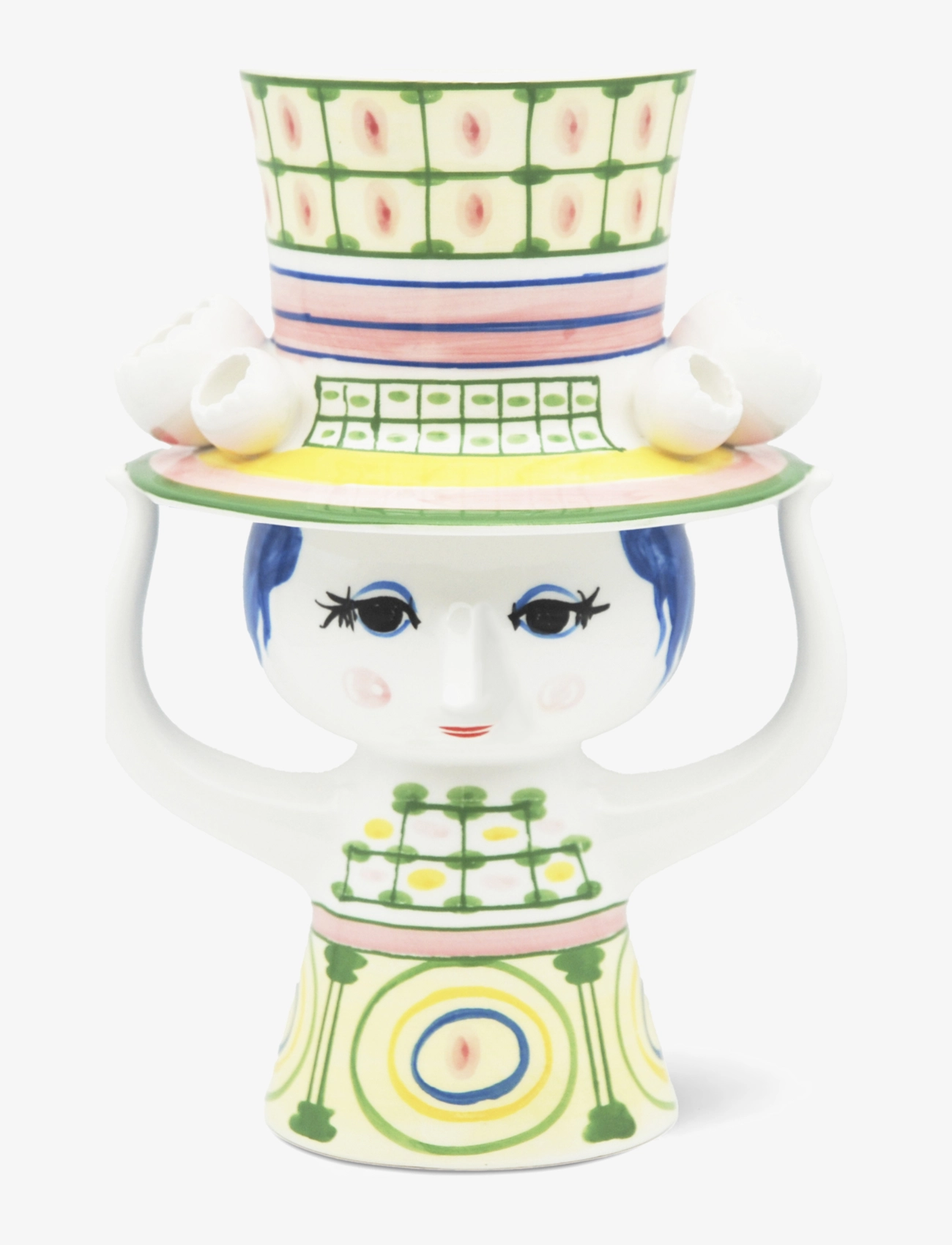 Bjørn Wiinblad Lady With Hat Vase H24.5 Cm Grøn, Stor vase, Grøn, Str: 24.5 cm
