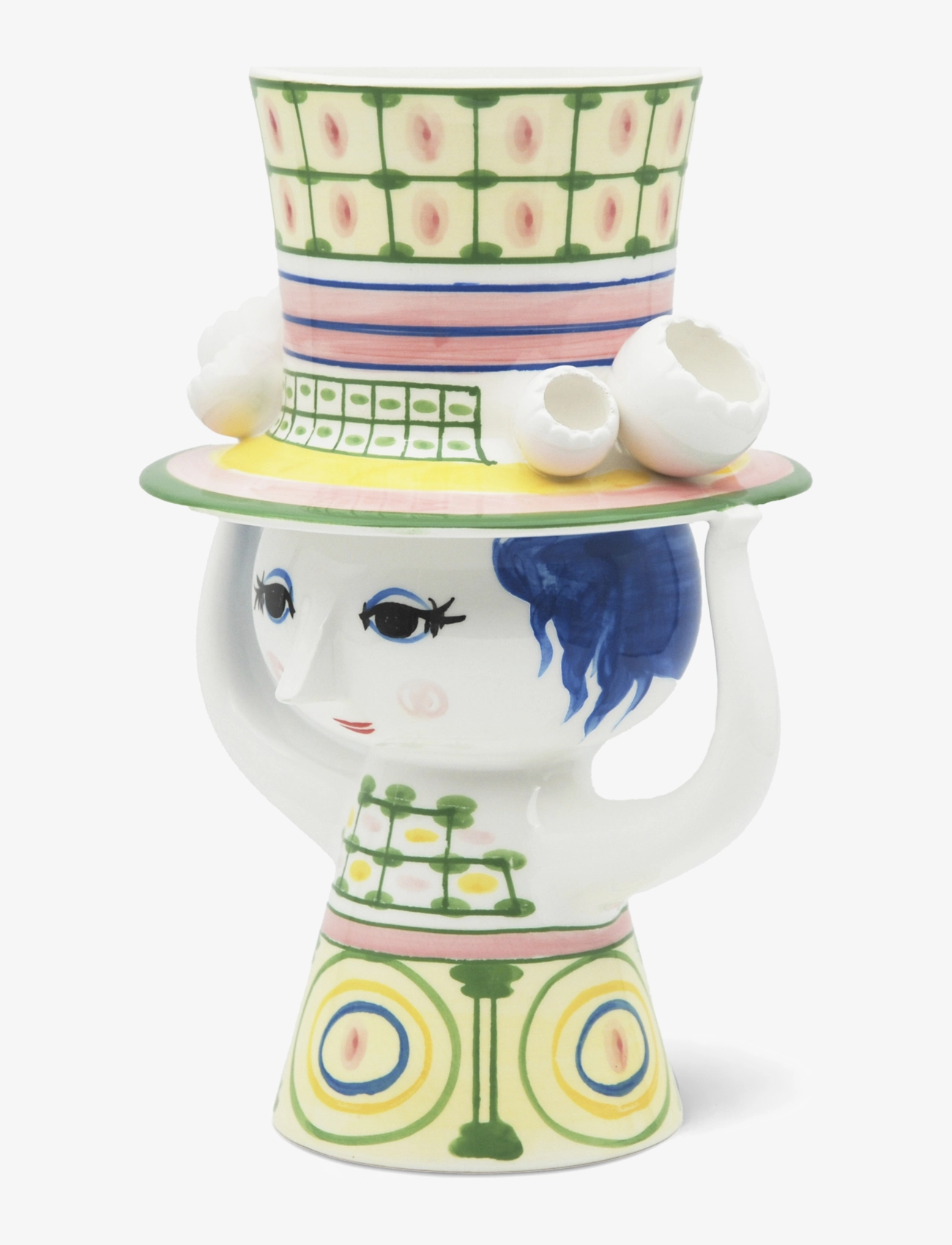 Bjørn Wiinblad - Lady with hat Vase H24.5 cm grøn - vaser - green - 2