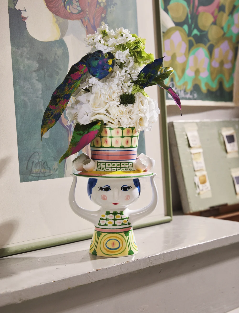 Bjørn Wiinblad - Lady with hat Vase H24.5 cm grøn - køb efter pris - green - 4