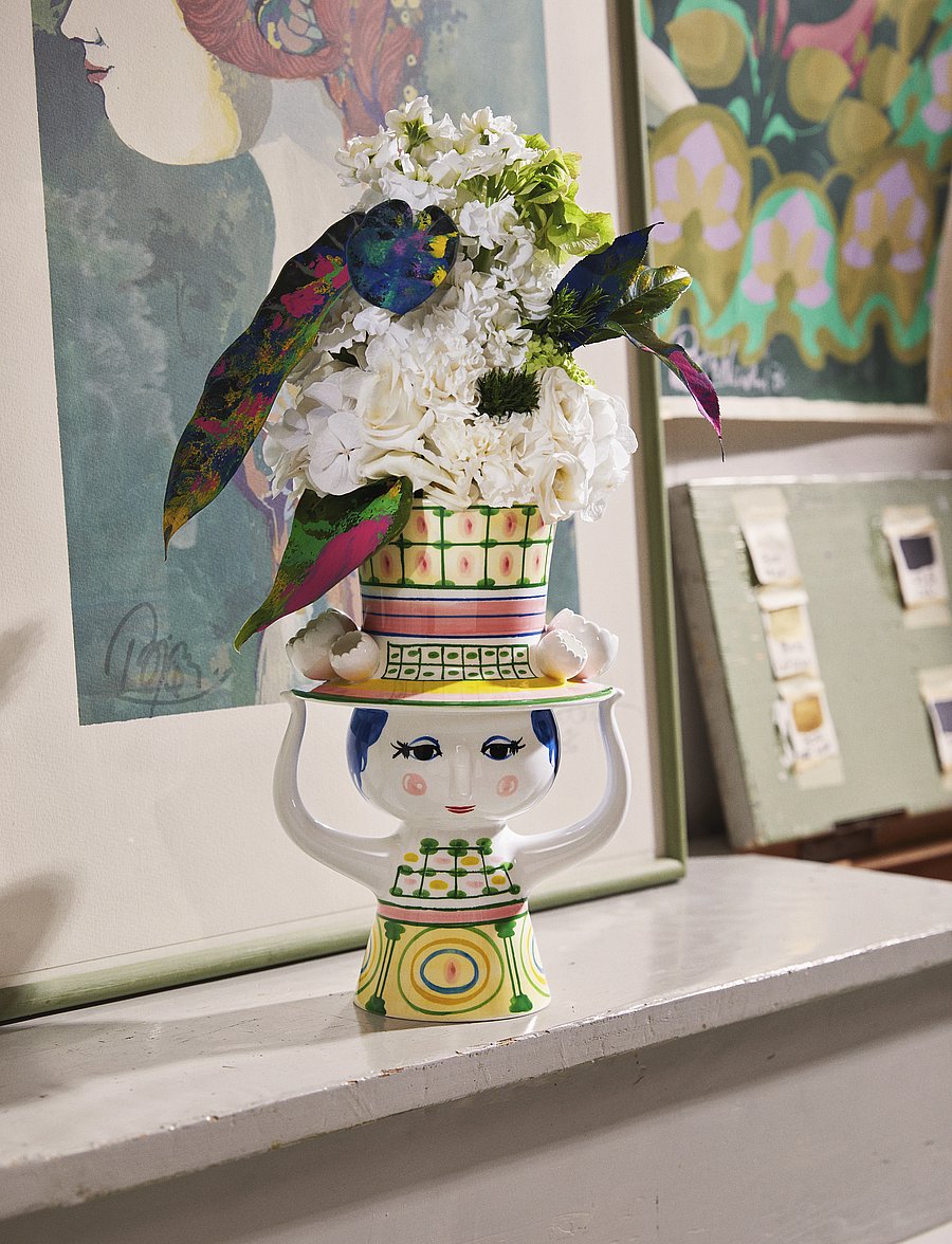 Bjørn Wiinblad - Lady with hat Vase H24.5 cm grøn - vaser - green - 4