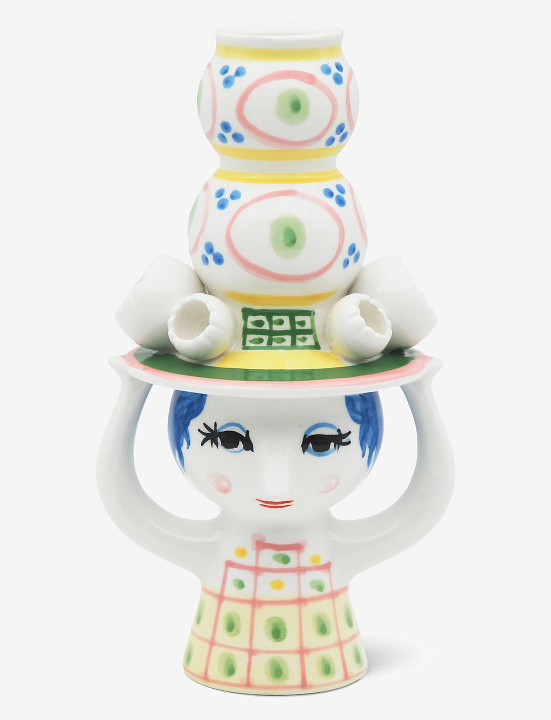 Bjørn Wiinblad - Lady with hat Candle holder H16 cm pink - kerzenständer - pink - 0