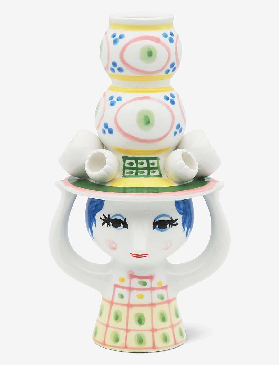 Bjørn Wiinblad - Lady with hat Candle holder H16 cm pink - kertastjakar - pink - 1
