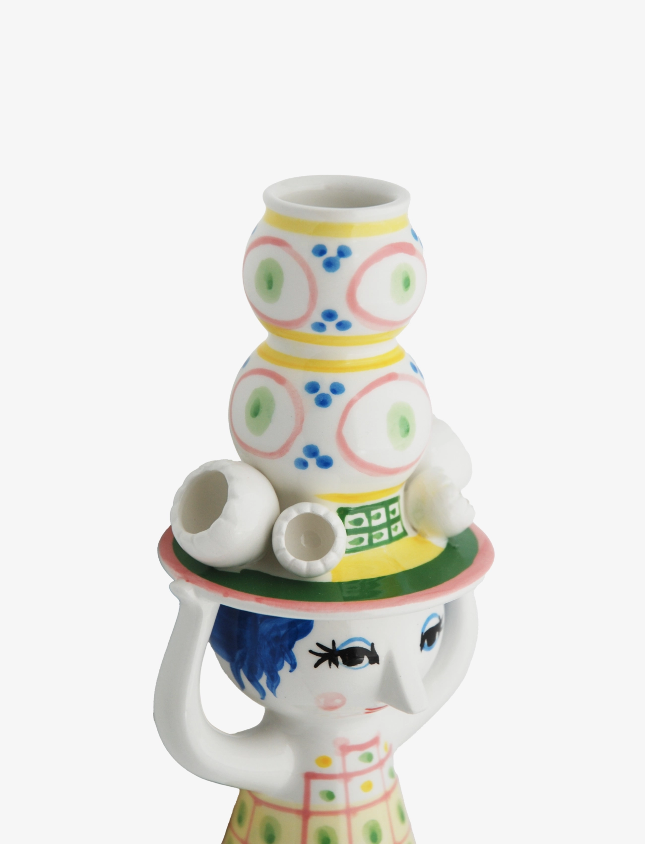 Bjørn Wiinblad - Lady with hat Candle holder H16 cm pink - kertastjakar - pink - 5
