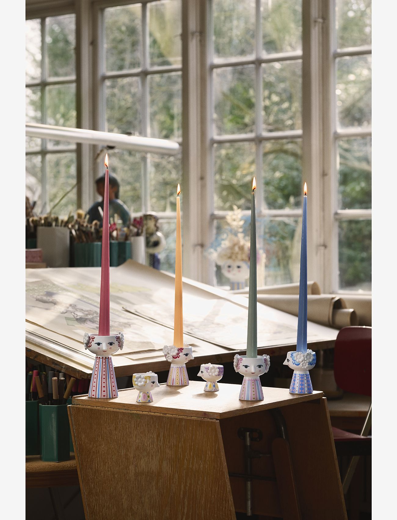 Bjørn Wiinblad - Eva Ljusstake H14 cm damm röd - köp efter pris - dusty red - 4