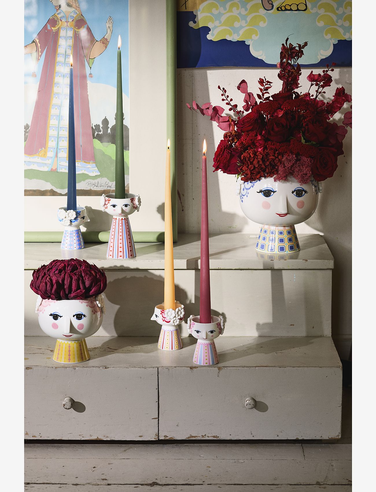 Bjørn Wiinblad - Eva Ljusstake H14 cm damm röd - köp efter pris - dusty red - 5