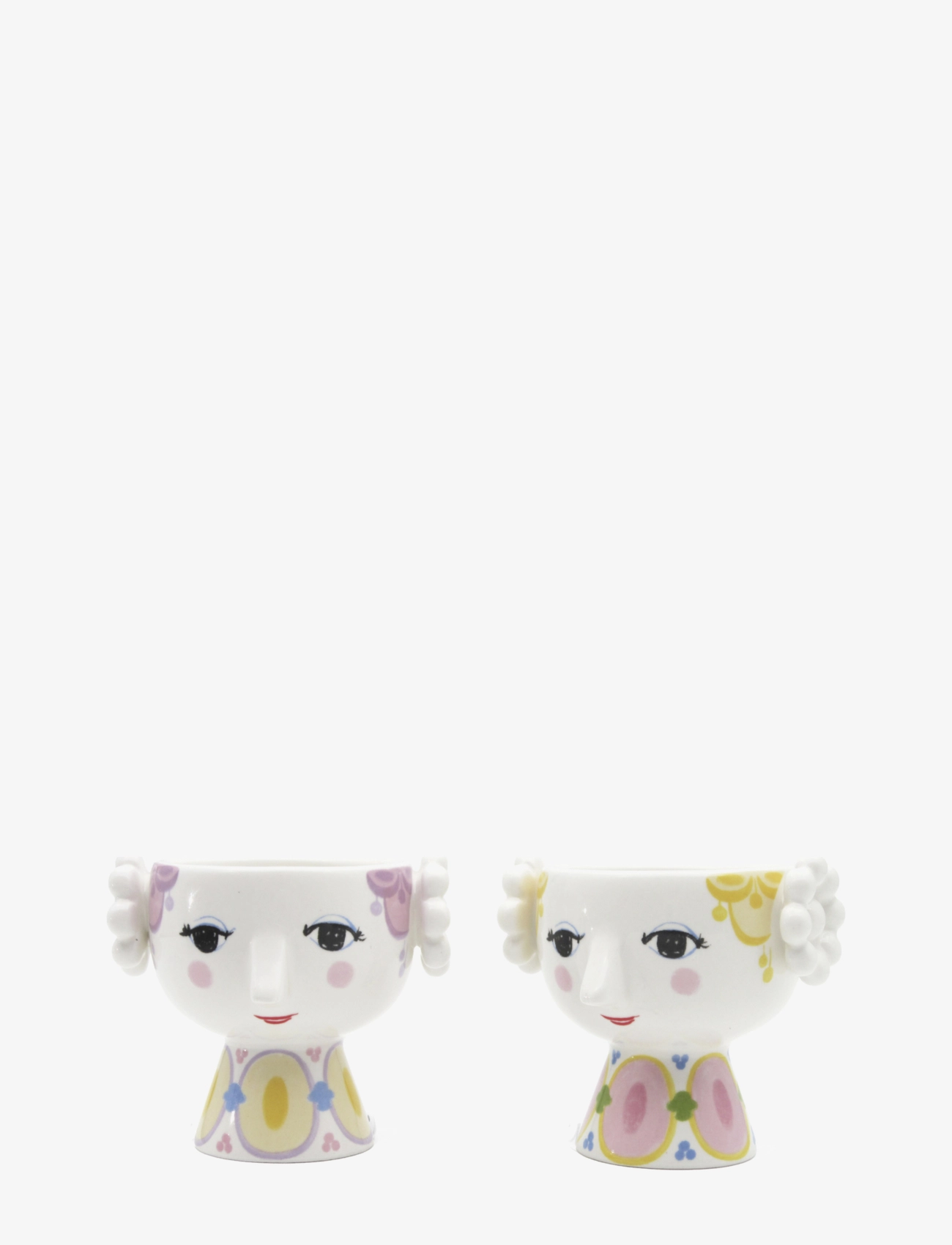 Bjørn Wiinblad Eva Tealight holder Ø6.5 cm yellow/lavender 2 pcs. - Candle holders & Candlesticks - YELLOW/LAVENDER / yellow