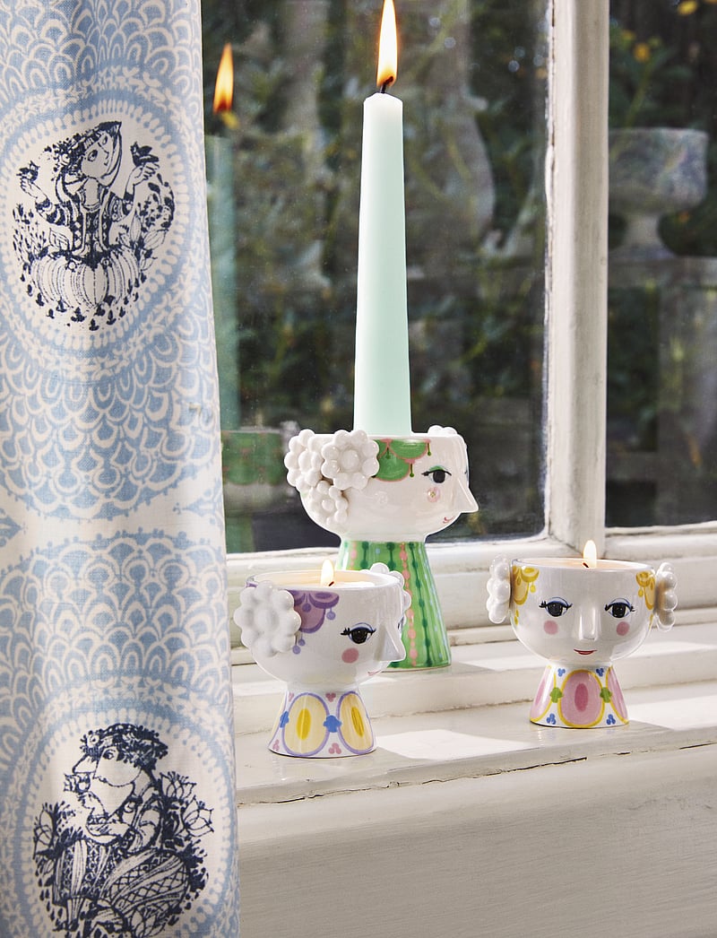 Bjørn Wiinblad - Eva Tealight holder Ø6.5 cm yellow/lavender 2 pcs. - teelichthalter - yellow/lavender - 5