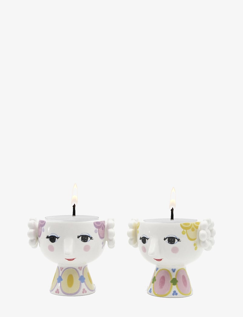 Bjørn Wiinblad - Eva Tealight holder Ø6.5 cm yellow/lavender 2 pcs. - teelichthalter - yellow/lavender - 3