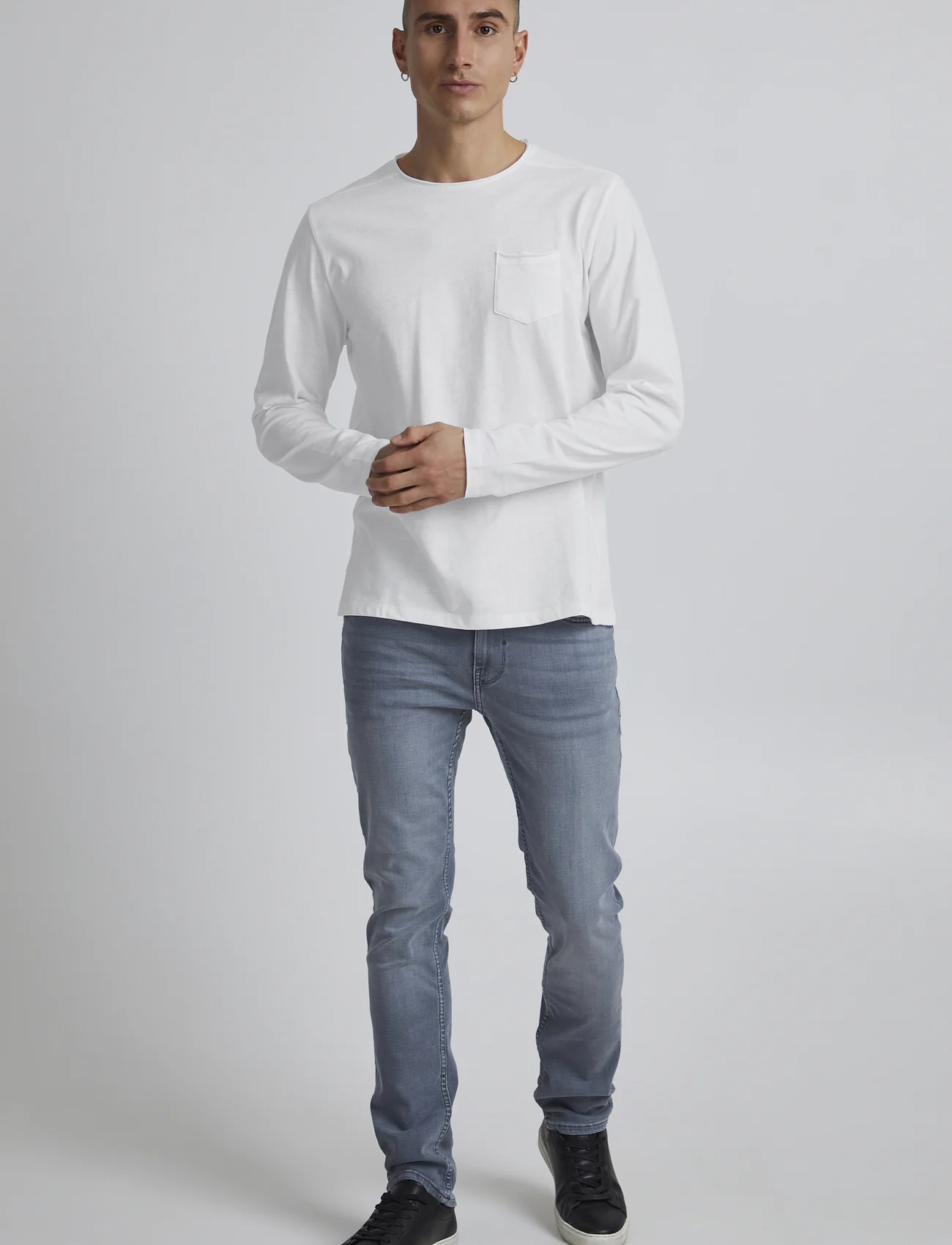 Blend - BHNICOLAI tee l.s. - long-sleeved t-shirts - white - 0