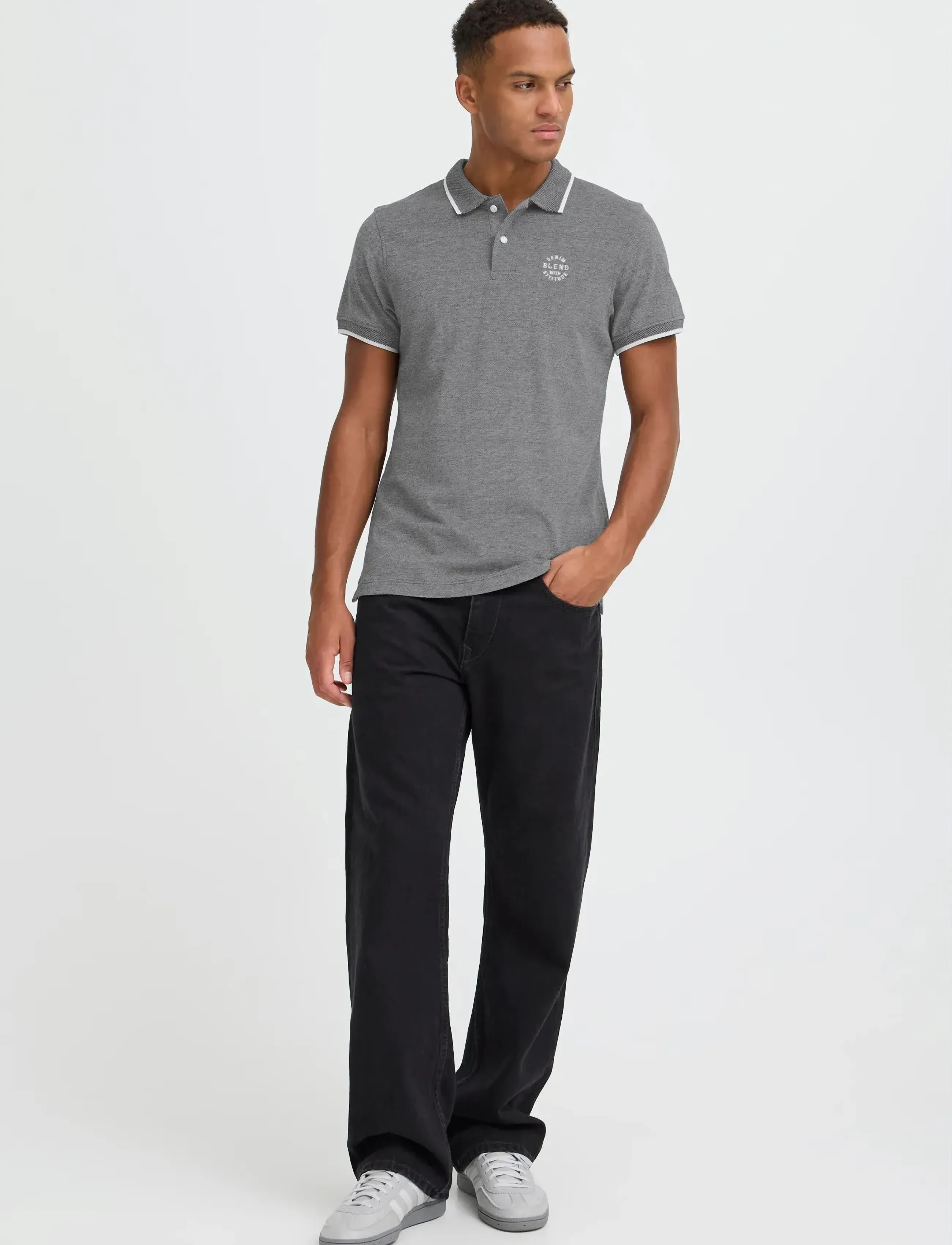 Blend Bhnate Polo Noos, L, Polos, Grau - Short-sleeved, Männerswear