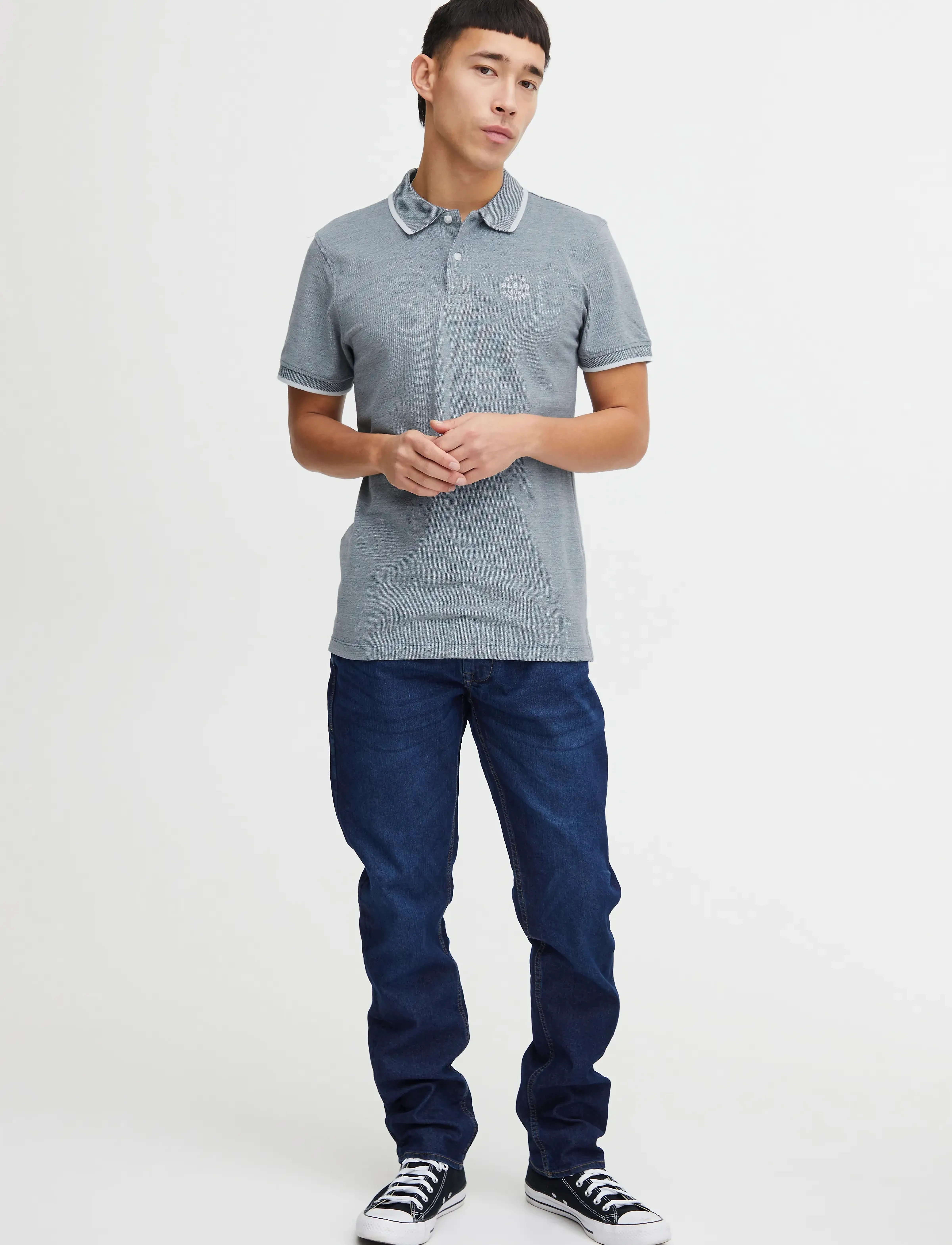 Blend Bhnate Polo Noos, M, Polos, Blau - Short-sleeved, Männerswear