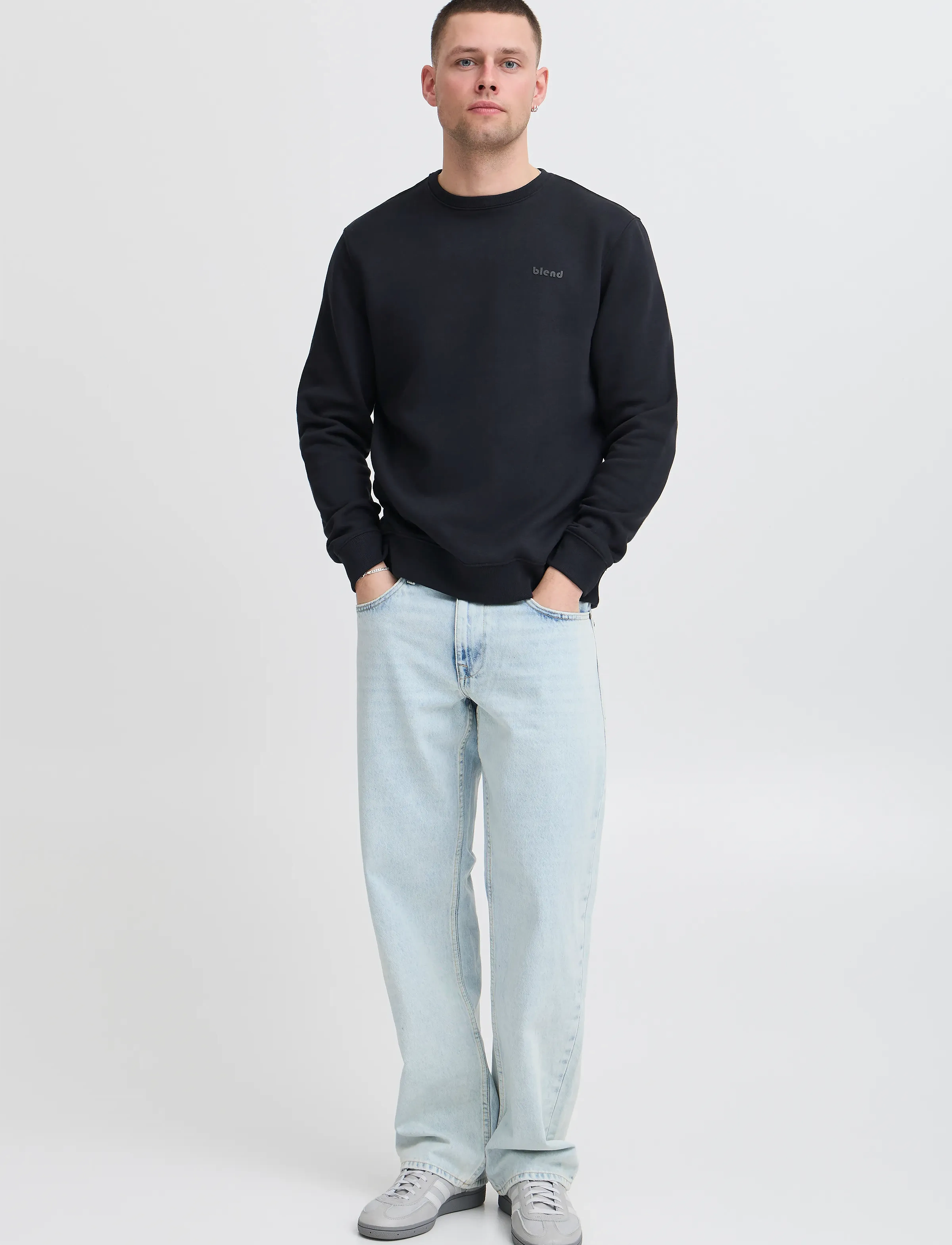 Blend Bhdownton Crewneck, Mænd, Crewneck Sweatshirt, Sort, Str: S