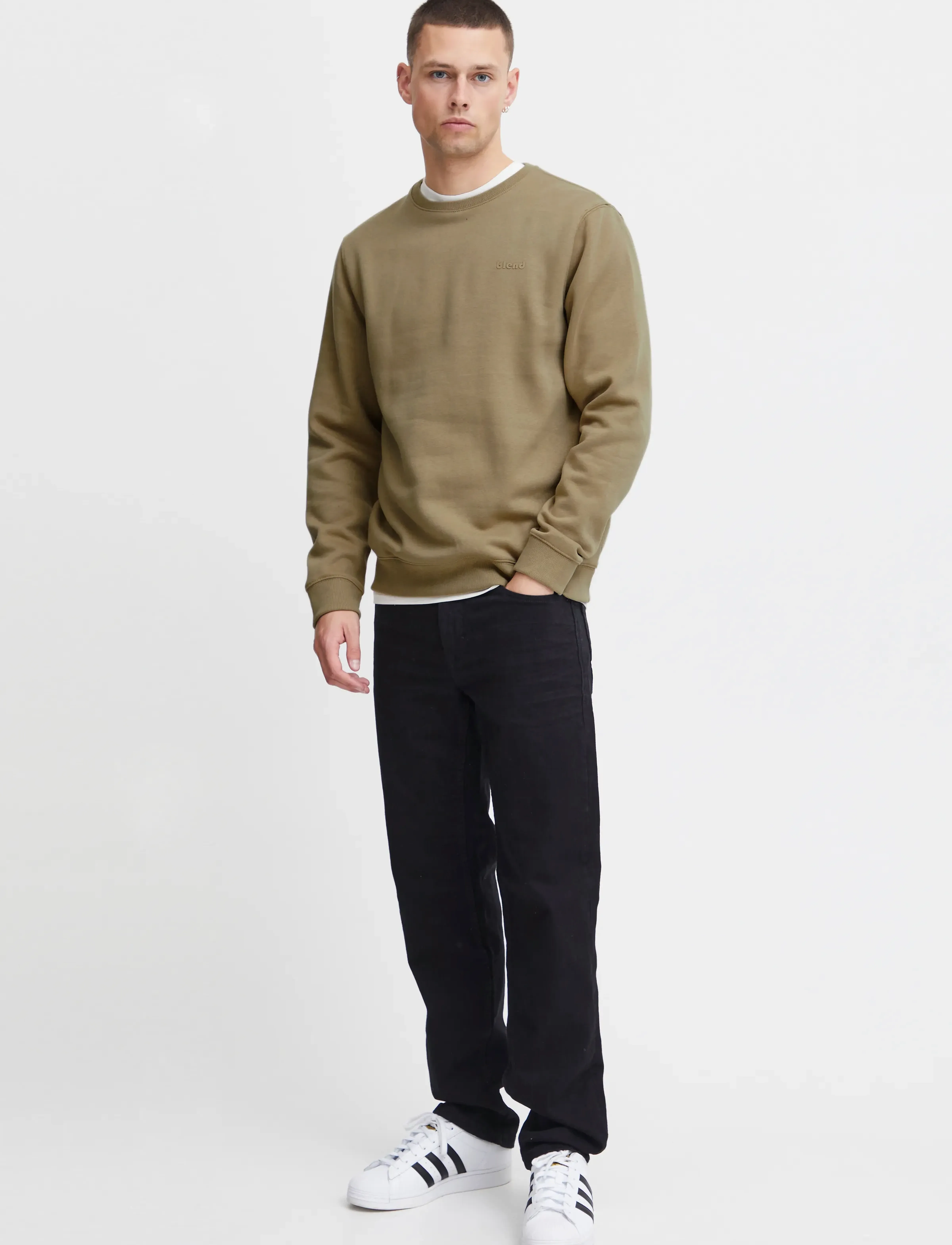 Blend BHDOWNTON CREWNECK - Sweatshirts - LEAD GRAY / khaki/green